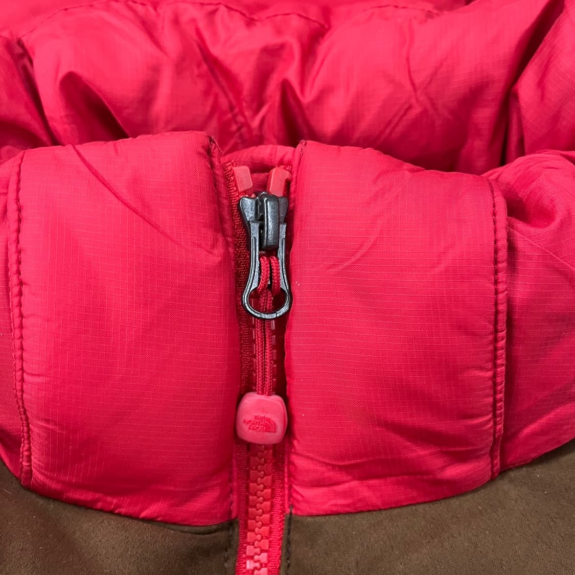 [정품/90] 노스페이스 후드 패딩 조끼 레드 b16 상품이미지6