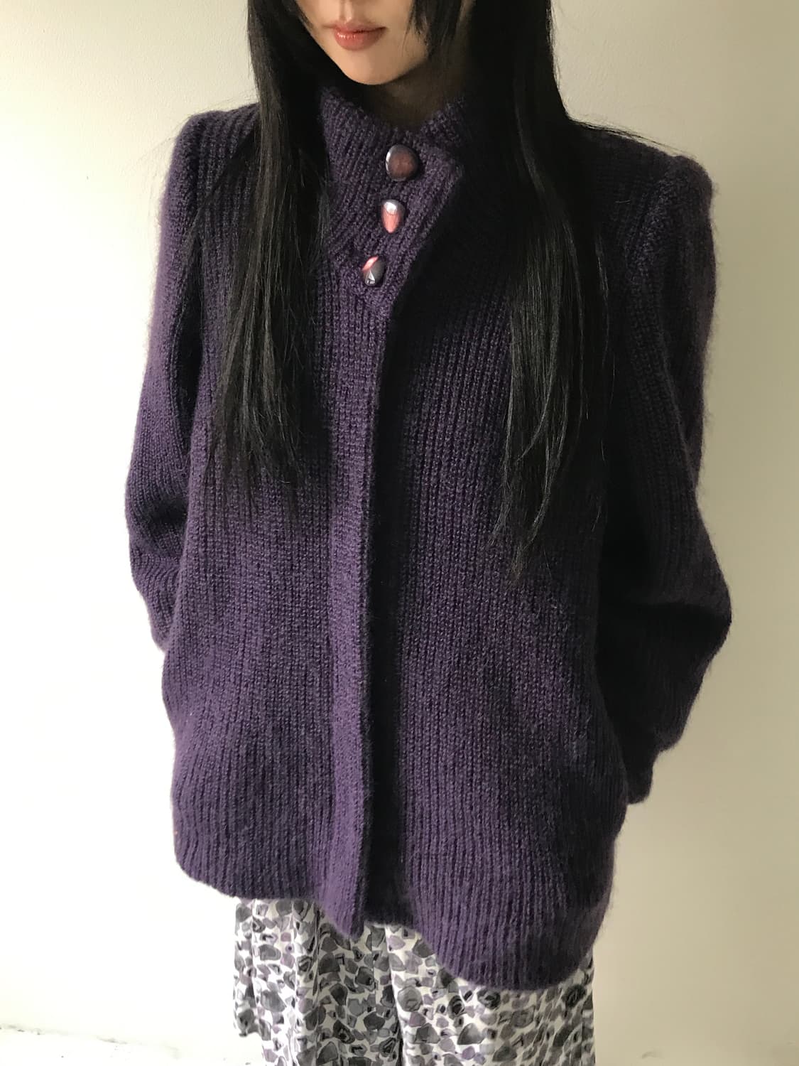 Highneck Button Knit Cardigan 상품이미지5