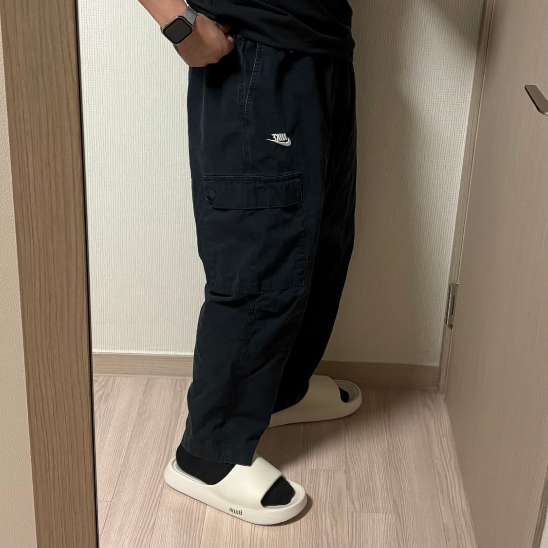정품 나이키 립스탑 블랙 카고팬츠 밴딩 바지 상품이미지2