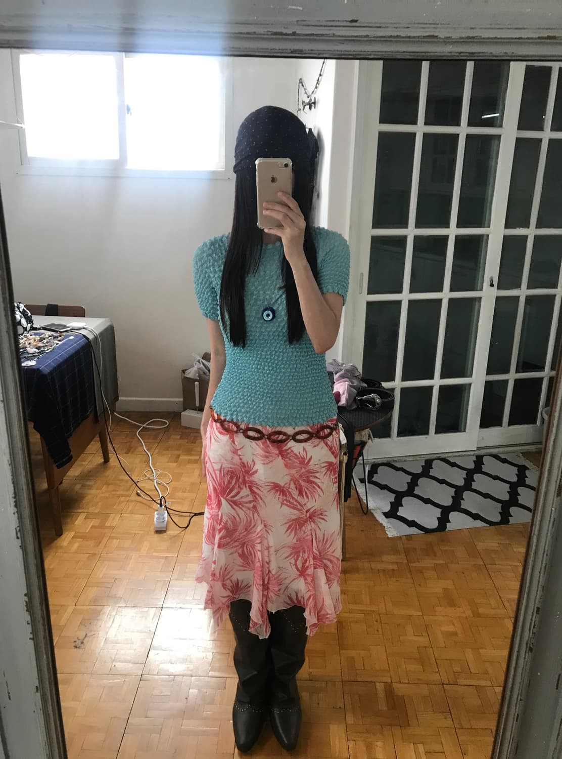  vintage blue popcorn top  상품이미지3