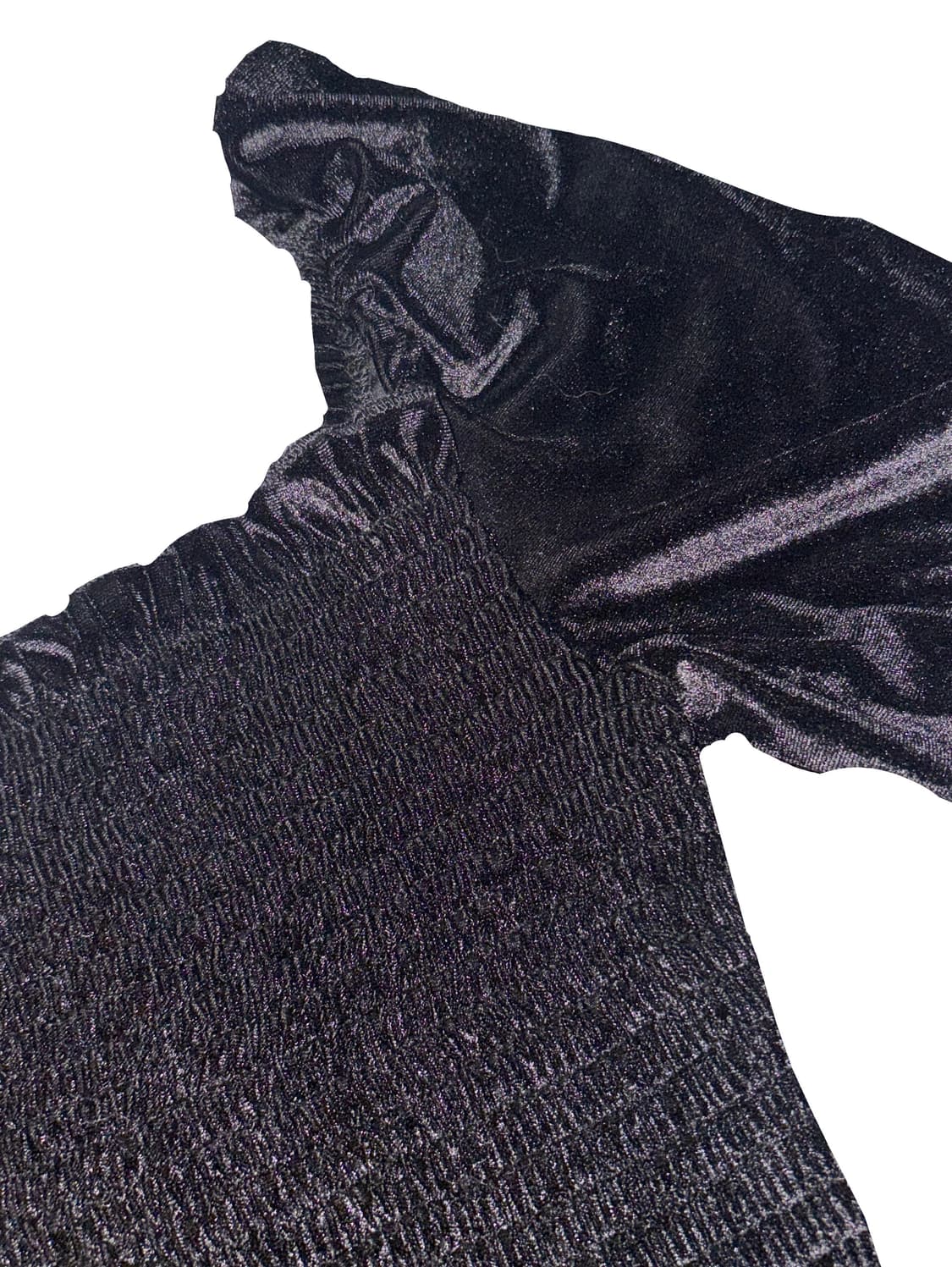 블랙 스퀘어넥 벨벳 오프숄더 셔링 크롭 탑 블라우스 상품이미지2