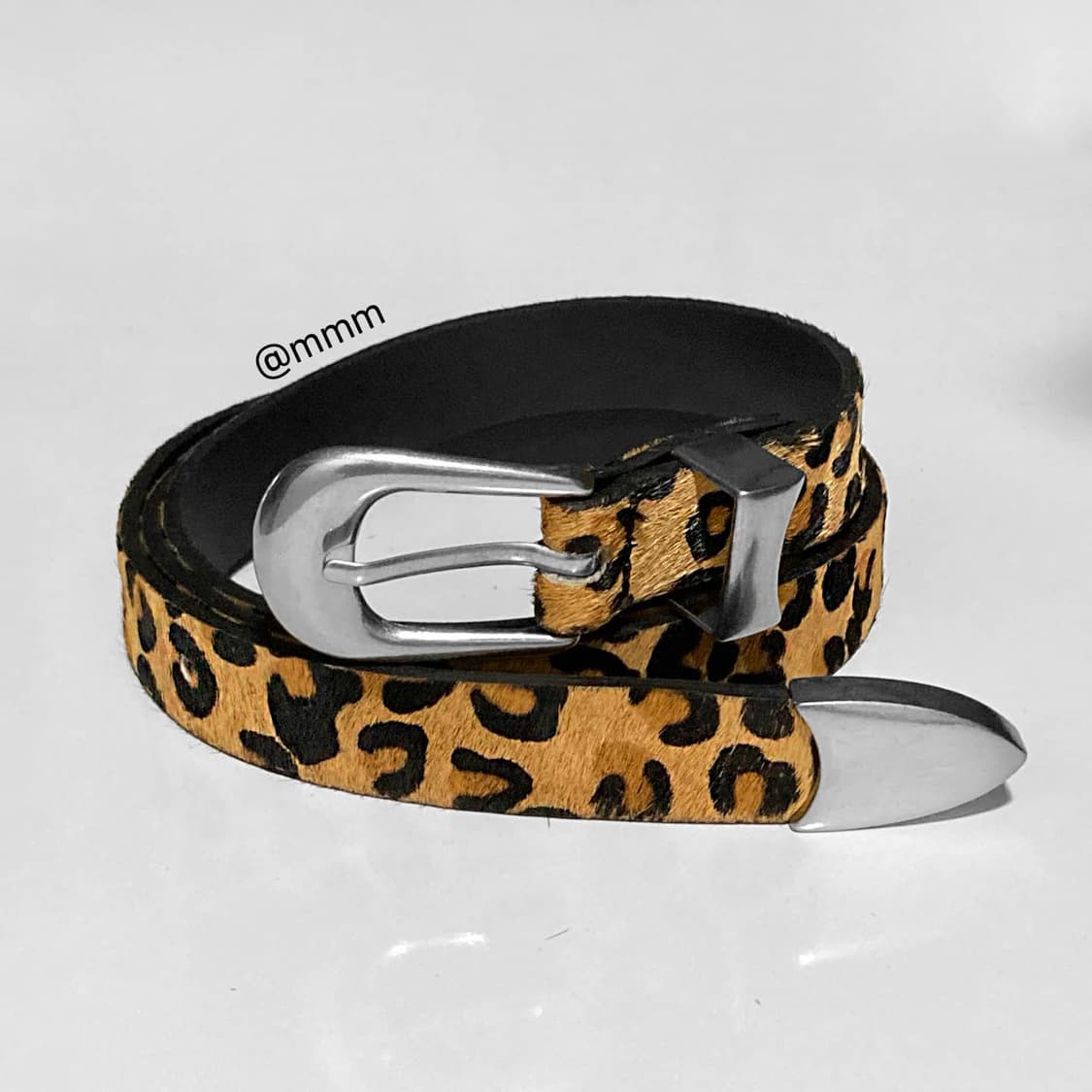 [리얼송치] 호피 레오파드 송치털 웨스턴 벨트 상품이미지3