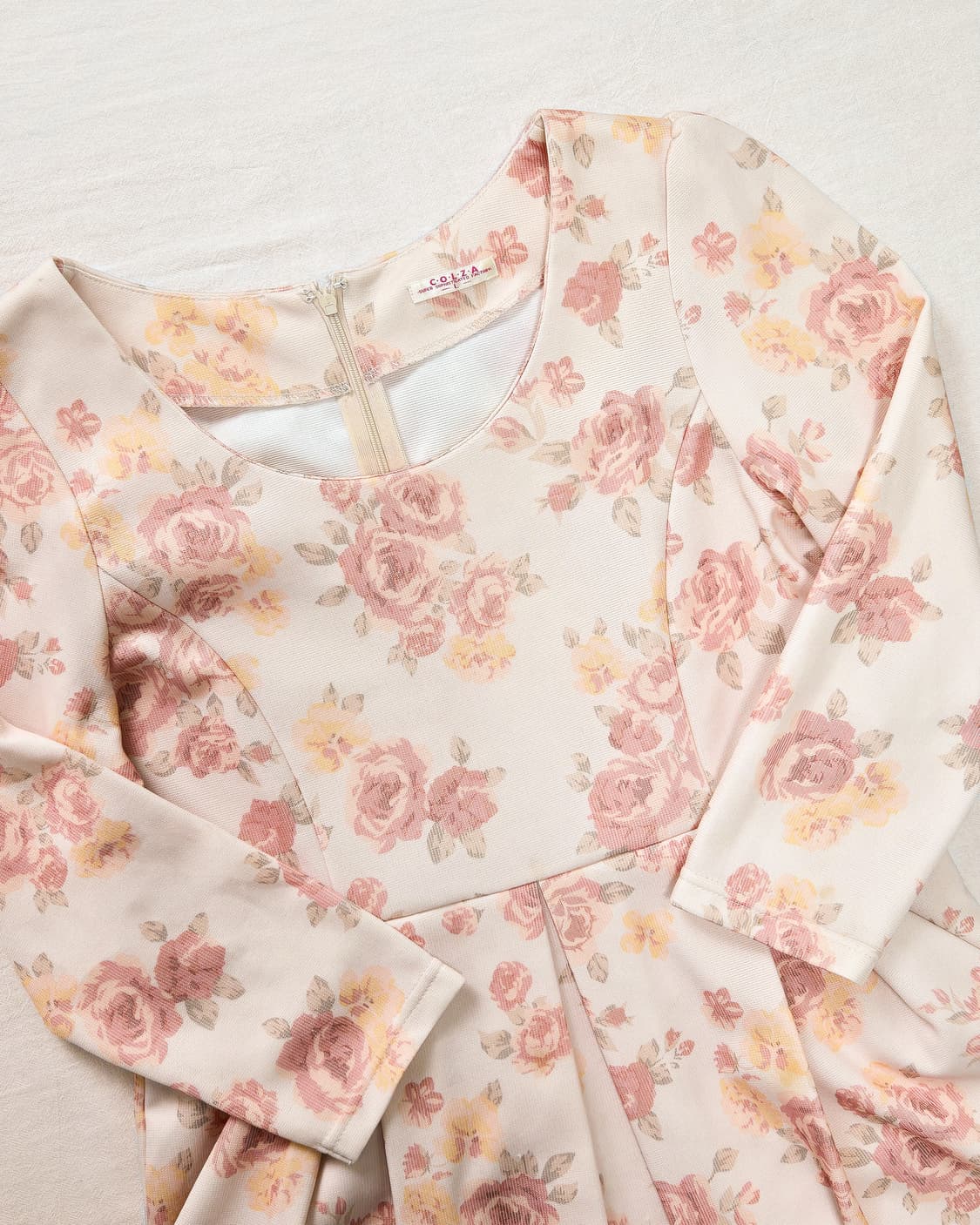 Colza 피치베이지 수채화 플로럴 원피스/ 상태 최상/ 일본빈티지 상품이미지3