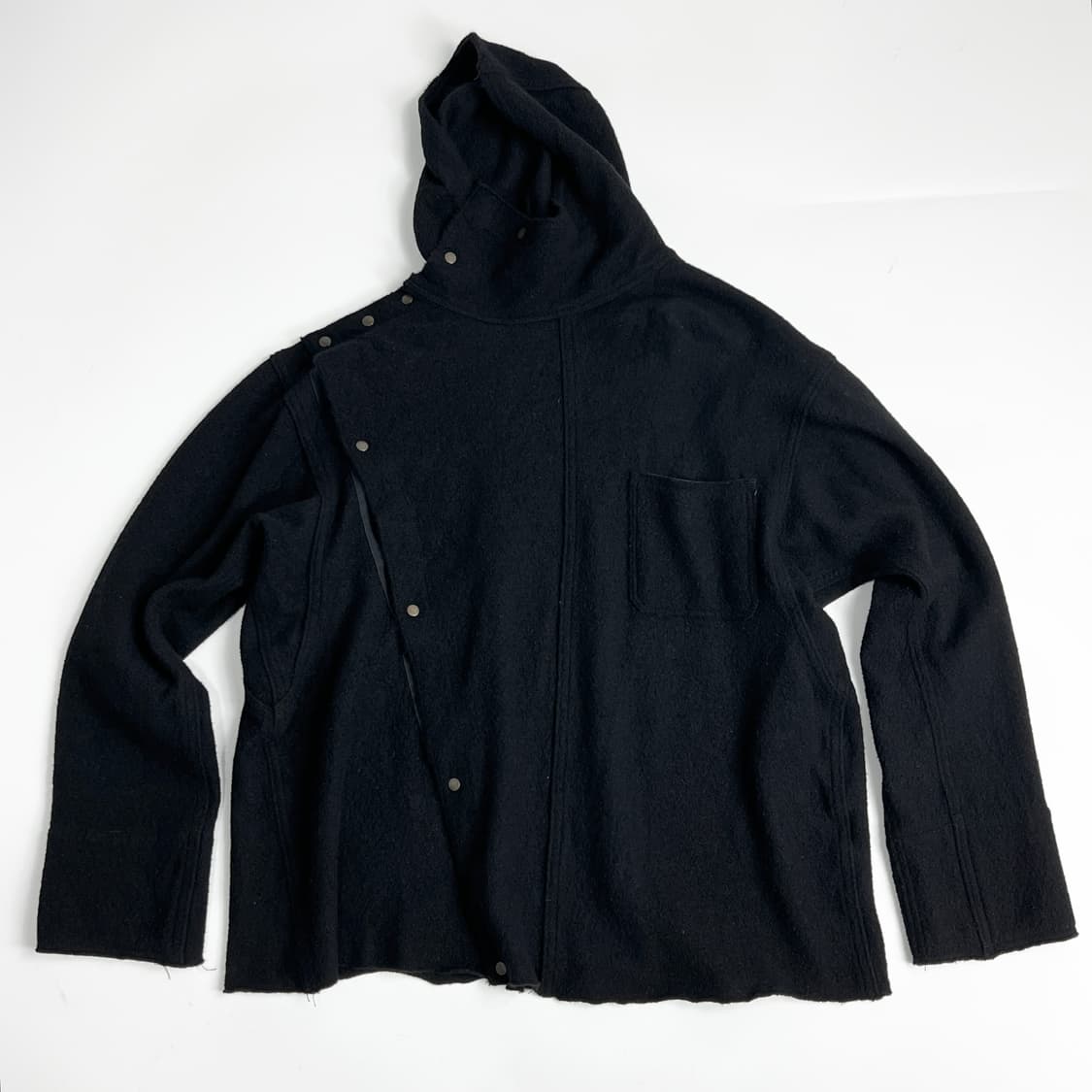 캐피탈 비대칭 버튼 울 후디 자켓 상품이미지8