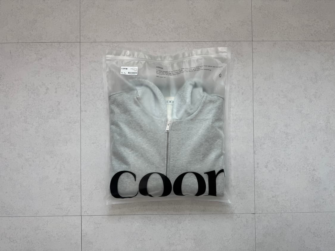 (새상품) 쿠어 미니멀 코튼 후드집업 그레이 상품이미지2