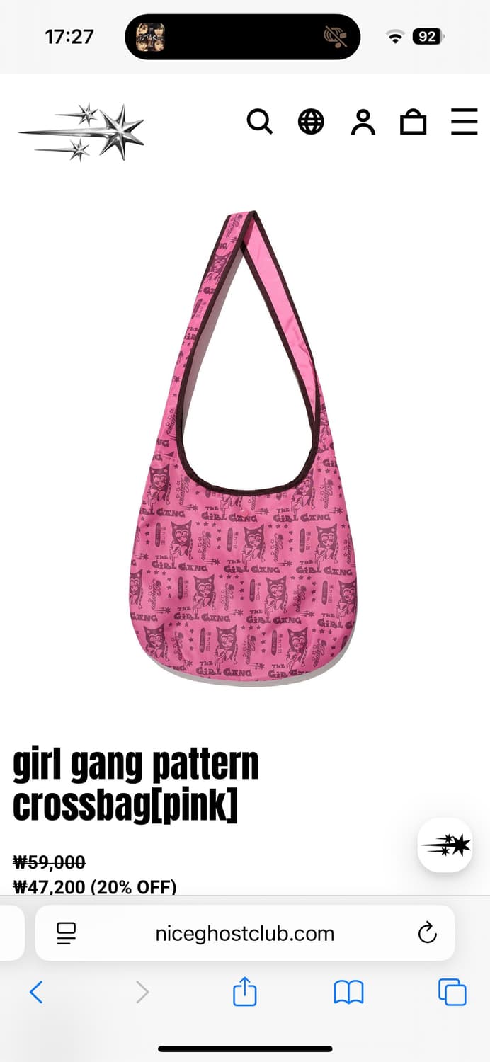 나이스고스트클럽 Girl gang pattern crossbag 크로스백 상품이미지1