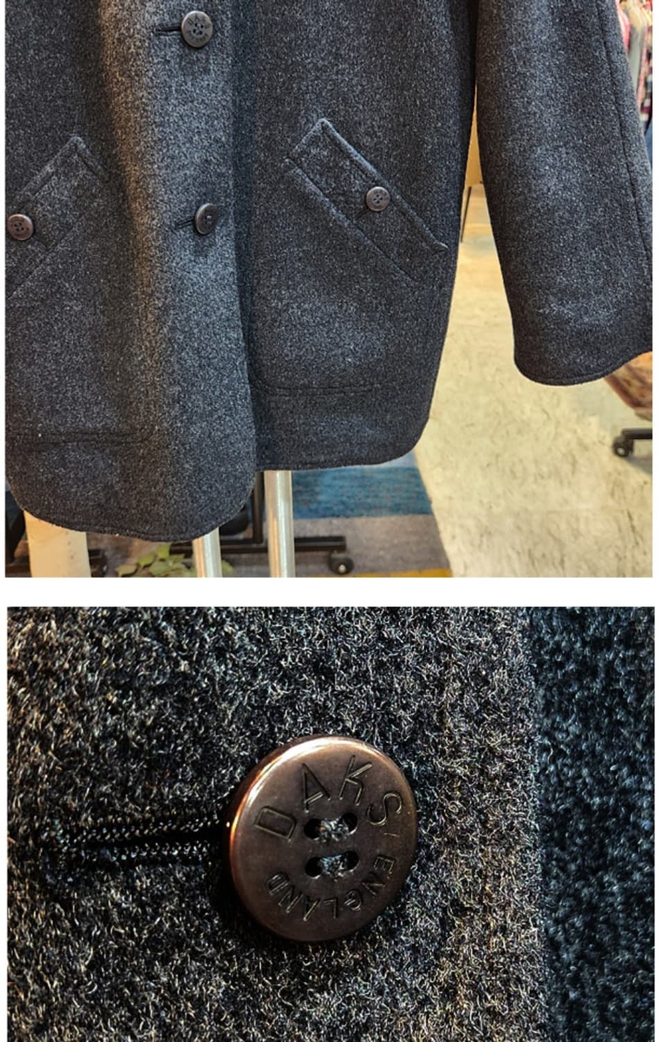 DAKS 닥스 일본판 울 블렌드 리버시블 (양면) 체크 벨트 빈티지 코트 상품이미지8