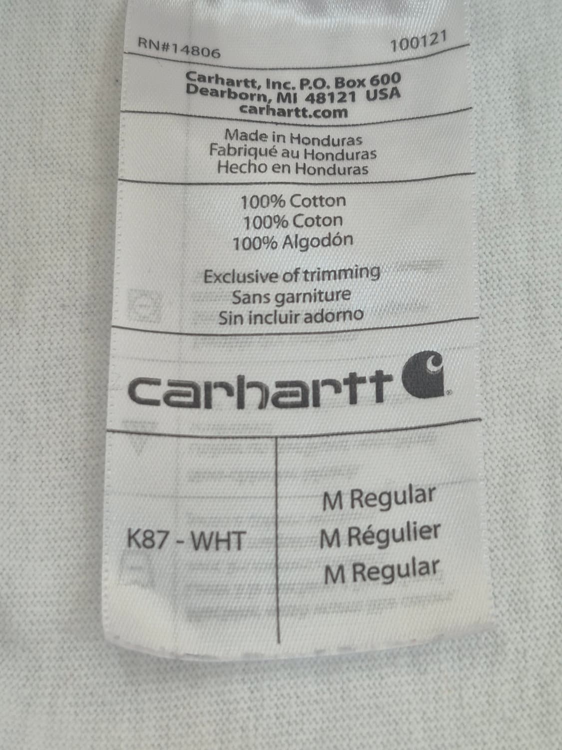 [M] 칼하트 포켓 반팔티 화이트 코튼 상품이미지5