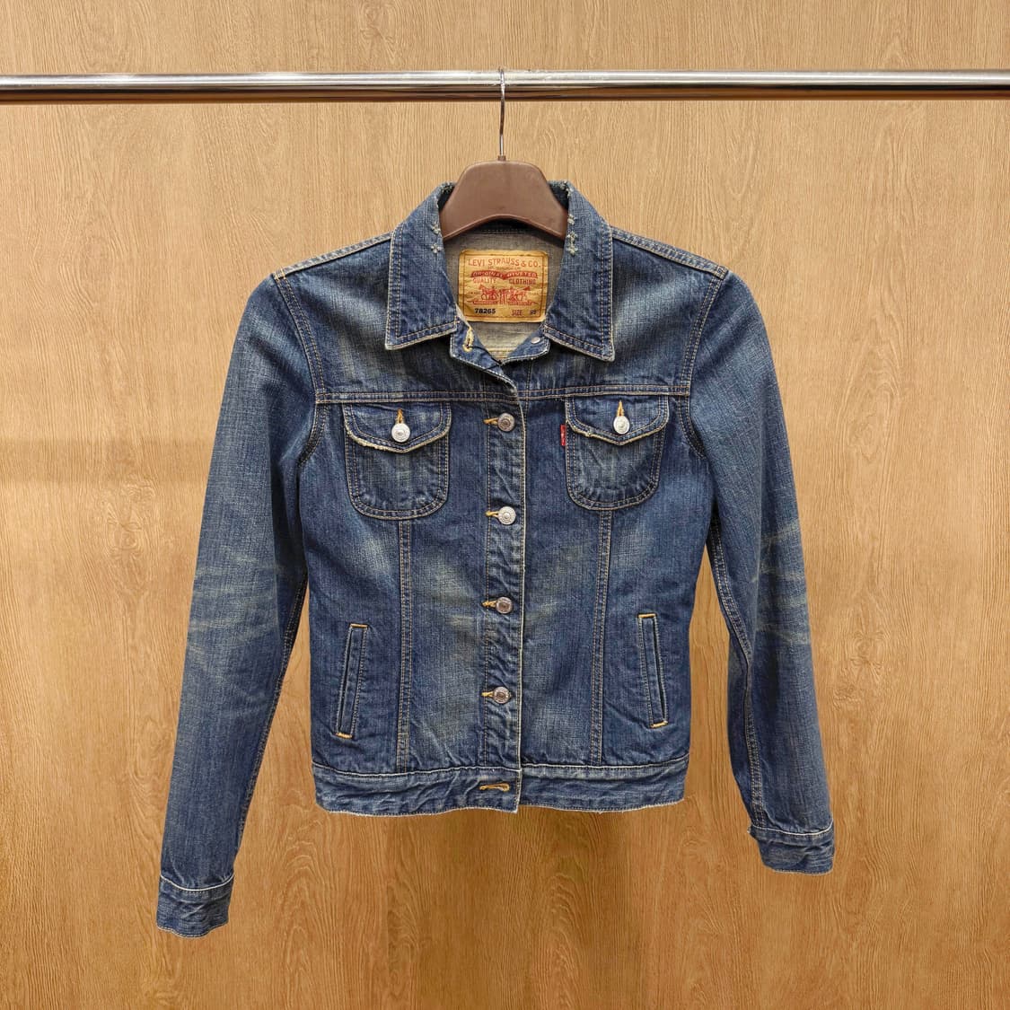 리바이스 데님 자켓 인디고 워싱 버튼업 투포켓 디테일 크롭 진청 상품이미지2