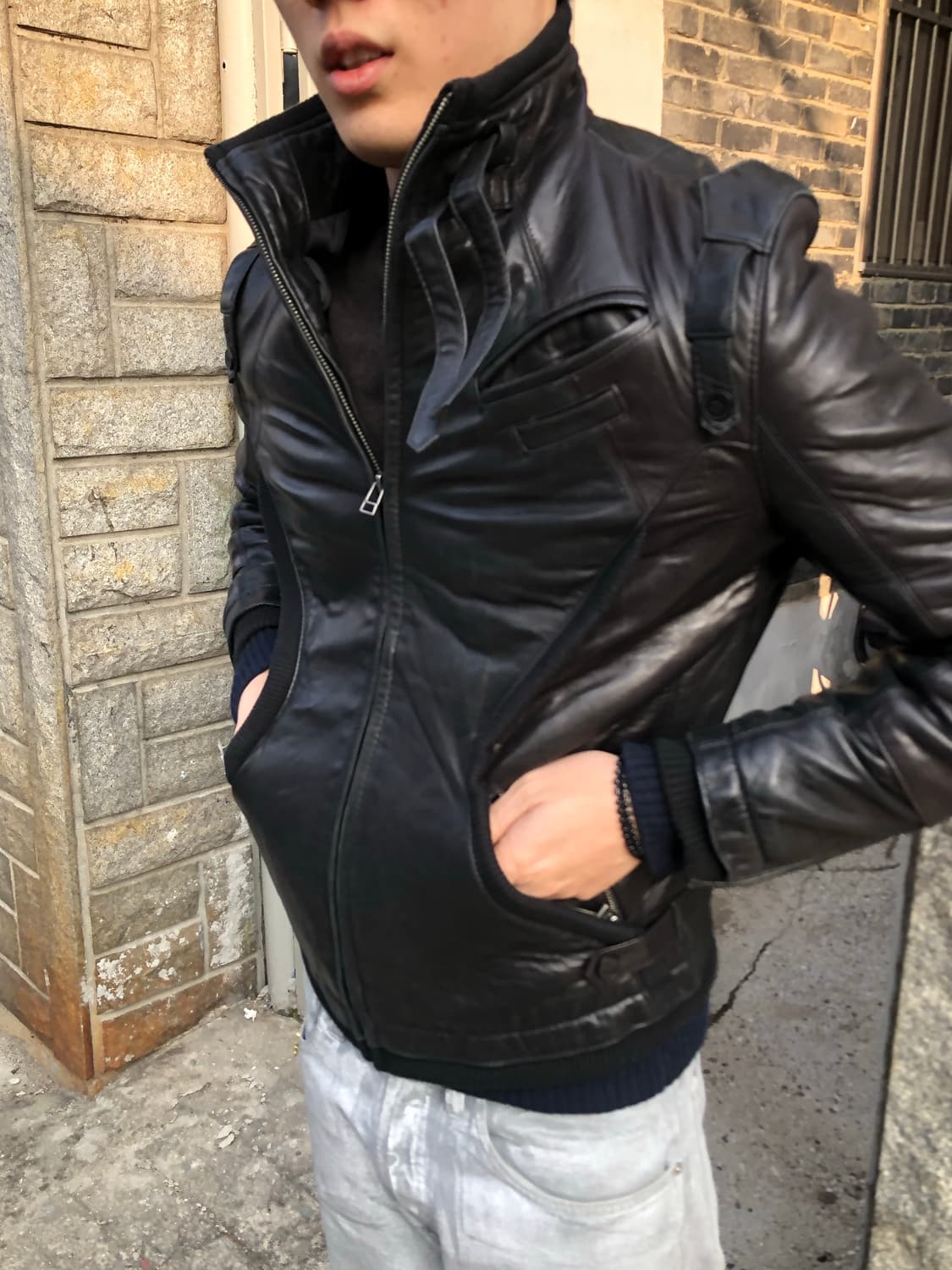 캘빈클라인 램스킨 바이커 레더 블루종 상품이미지2