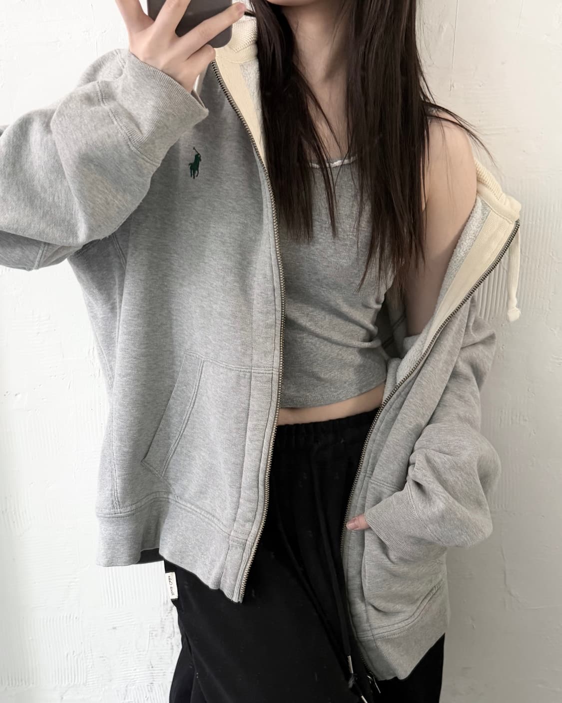 Polo 폴로 랄프로렌 그레이 써멀 후드집업 상품이미지2