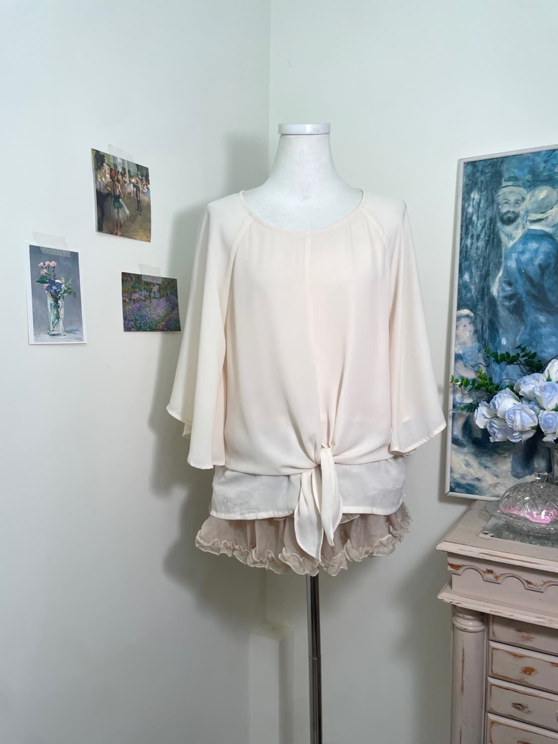 coral ivory bow point fairy blouse 상품이미지1
