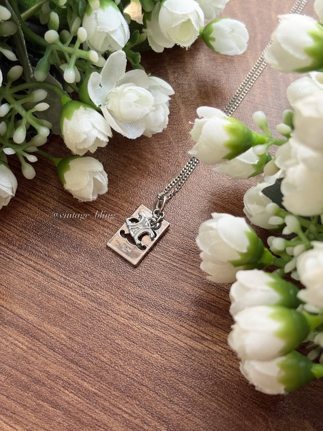 셀린느 댕글 트리옹프 스퀘어 실버 목걸이 상품이미지2