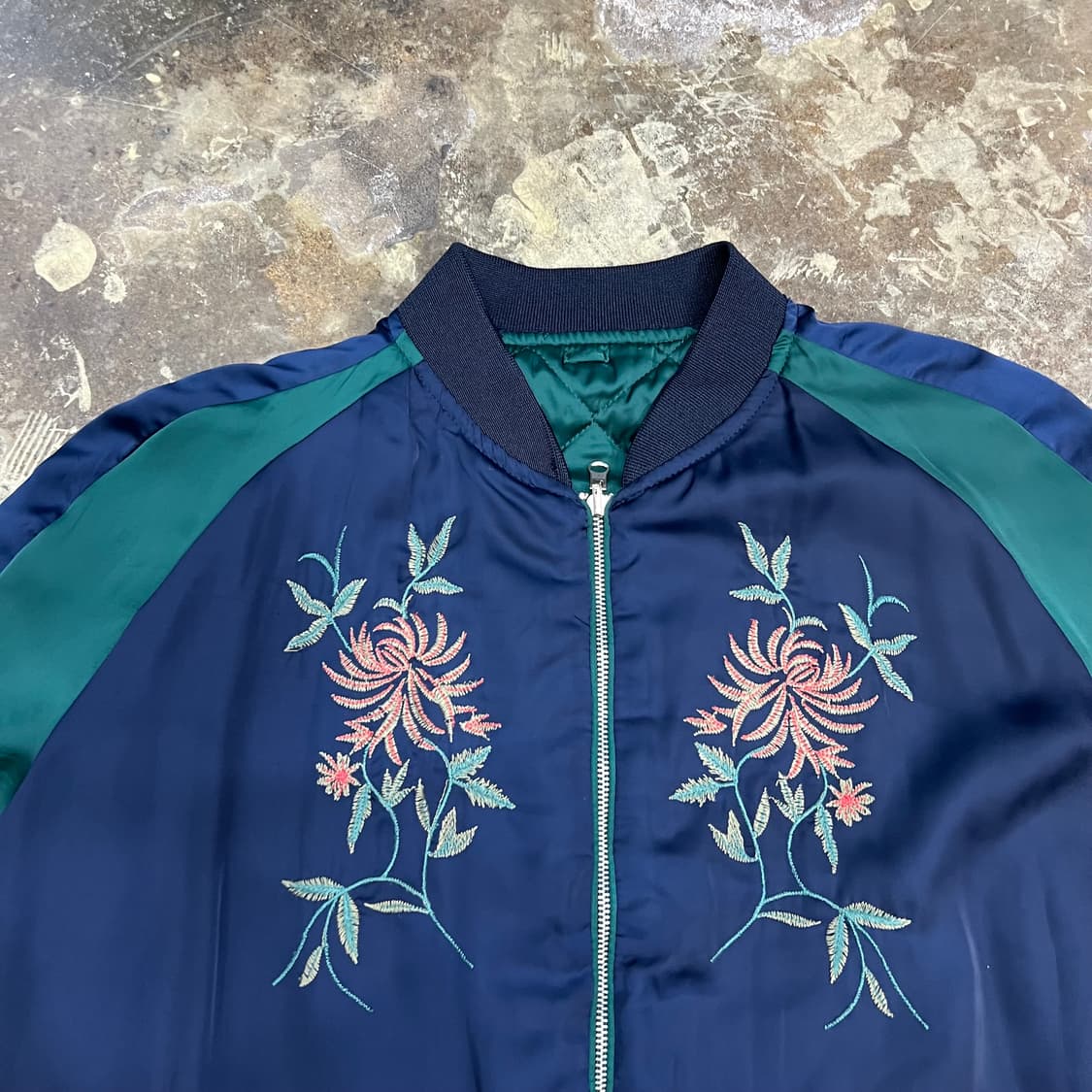 S) ZARA 자라 오키나와 자수 스카잔 점퍼 블루종 수비니어자켓 공용 상품이미지3