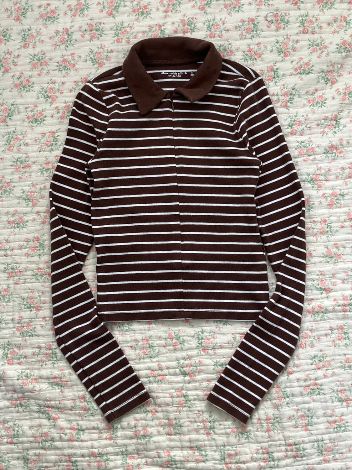 아베크롬비 초코 우유 브라운 카라 스트라이프 니트 1100 모리걸 y2k 상품이미지2