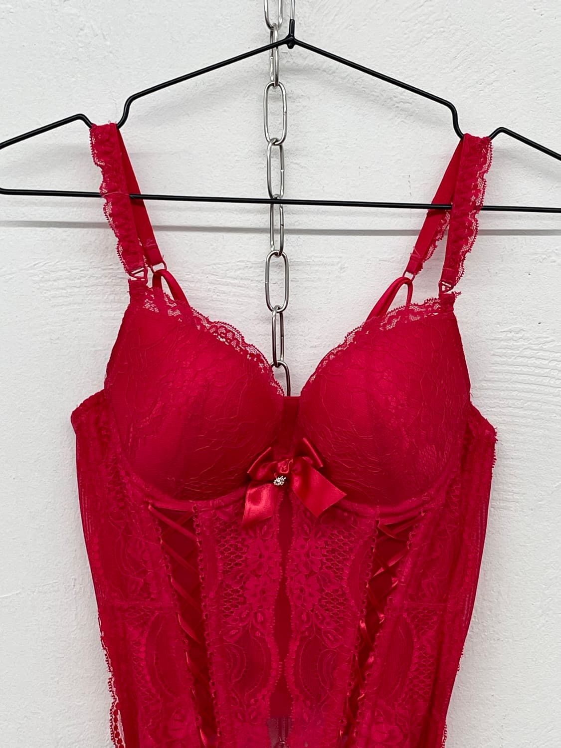 에블린 레드 아일렛 자수 코르셋 상품이미지5