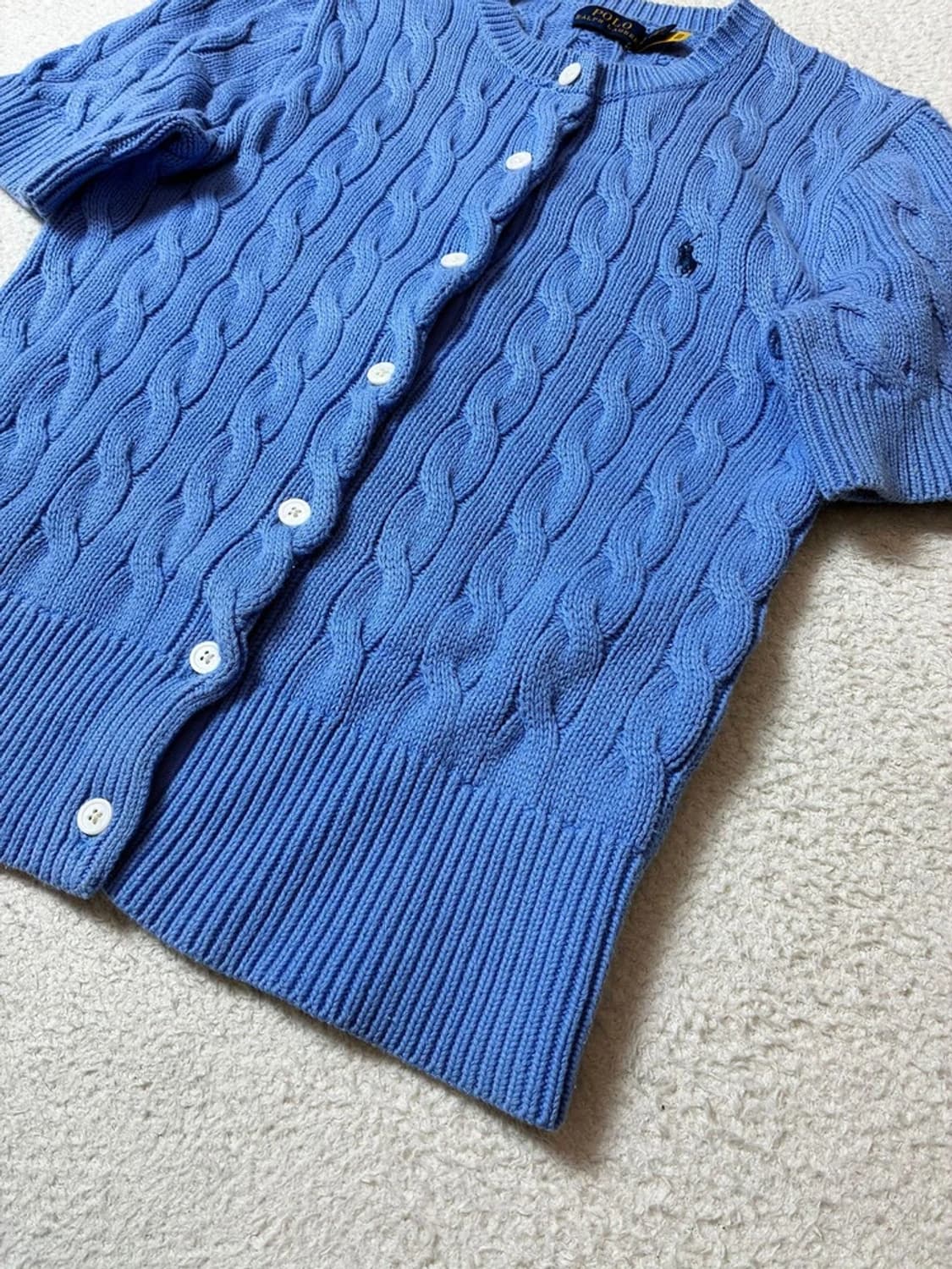 폴로 랄프로렌 큐알 신형 꽈배기 반팔 니트 가디건 PN7408 상품이미지4