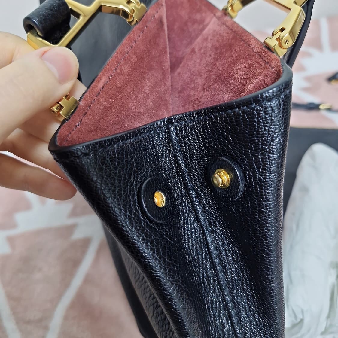 미우미우 정품 마드라스 레더 숄더백 토트백 풀구성 상품이미지7