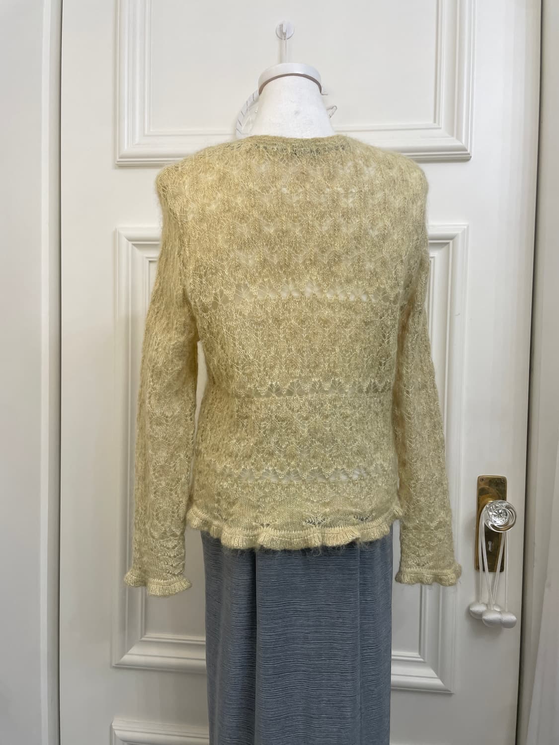 indi green crochet mohair cardigan&ivory 상품이미지4