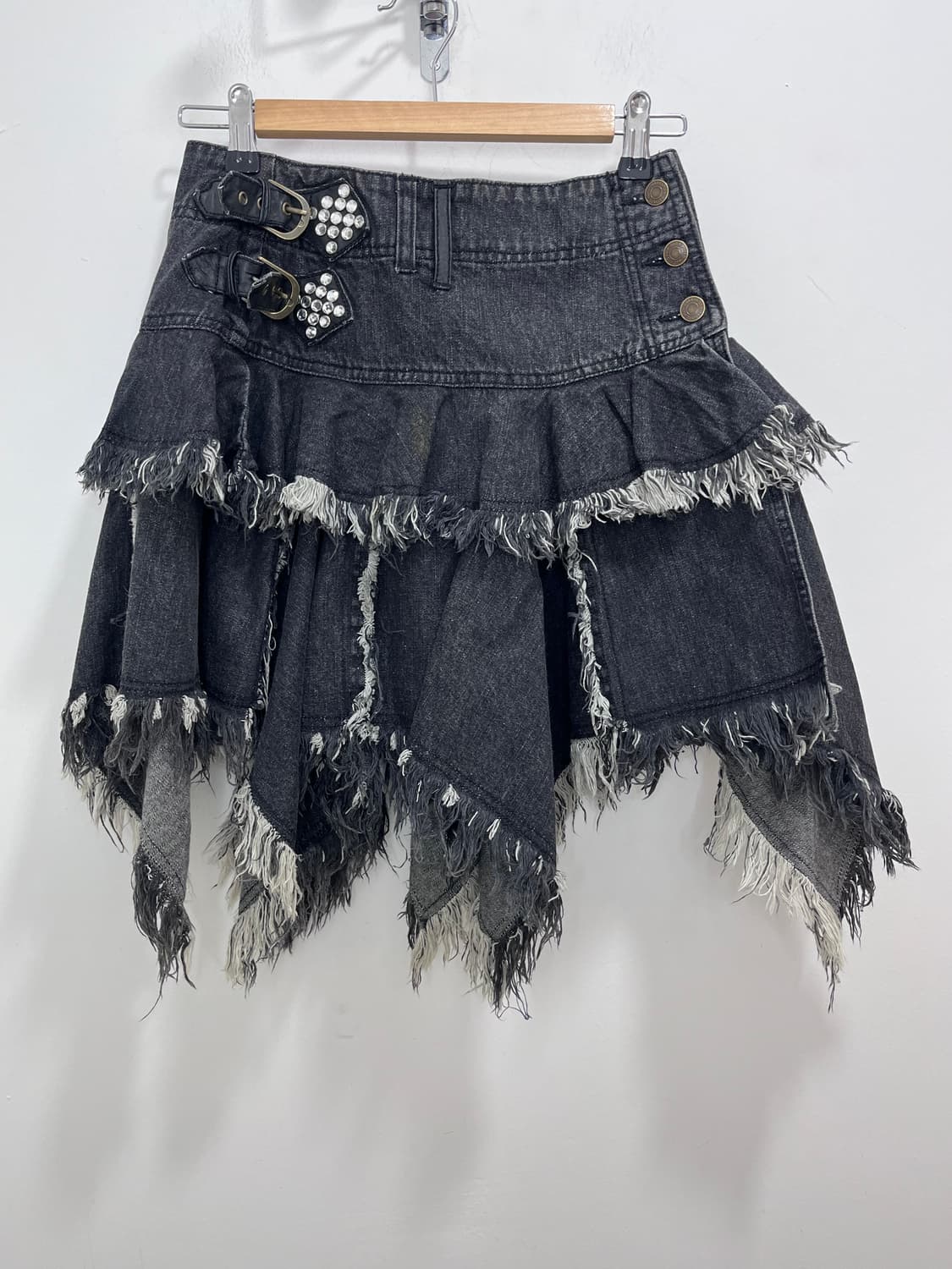 ALGONQUINS 알곤퀸즈 펑크 캉캉 흑청 데님 랩스커트 치마 상품이미지4