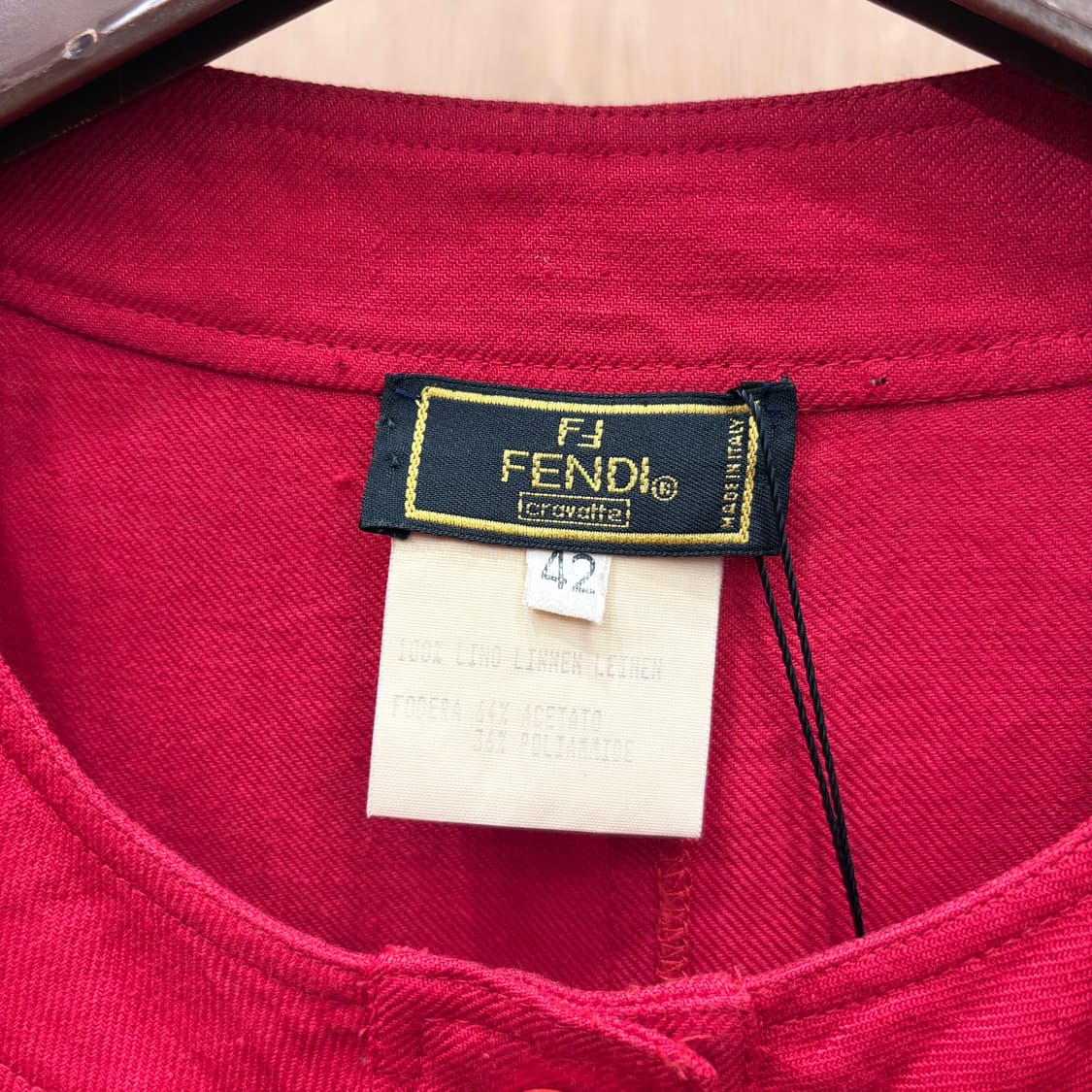 펜디 라운드넥 코튼 반팔 미디 원피스 프론트 버튼 패널 절개 디테일 레드 상품이미지7