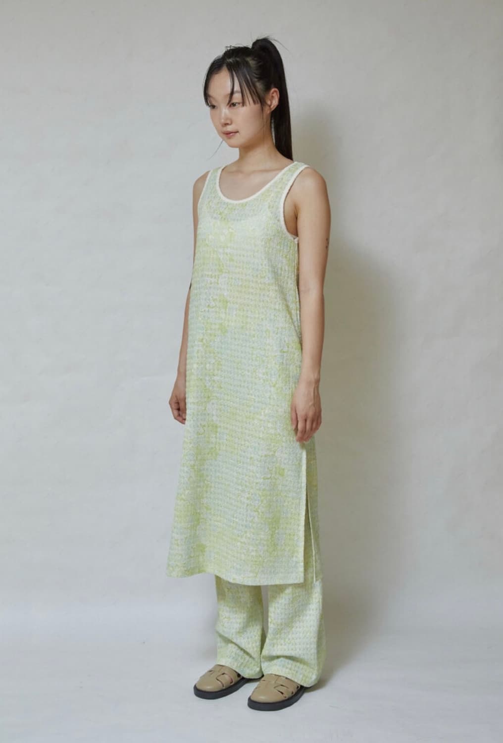 리즘 월 프린트 레이어드 원피스 그린 / rysm 레이어링 그리너리 상품이미지2