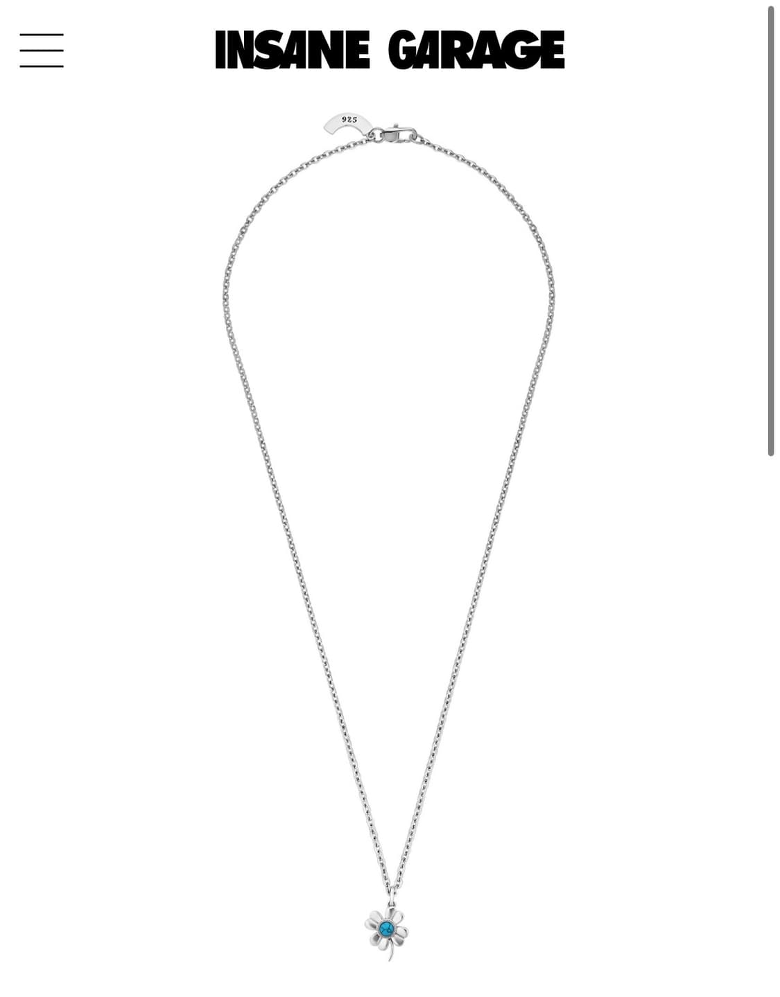 [새상품] 인세인개러지 터키석 실버 목걸이 상품이미지5
