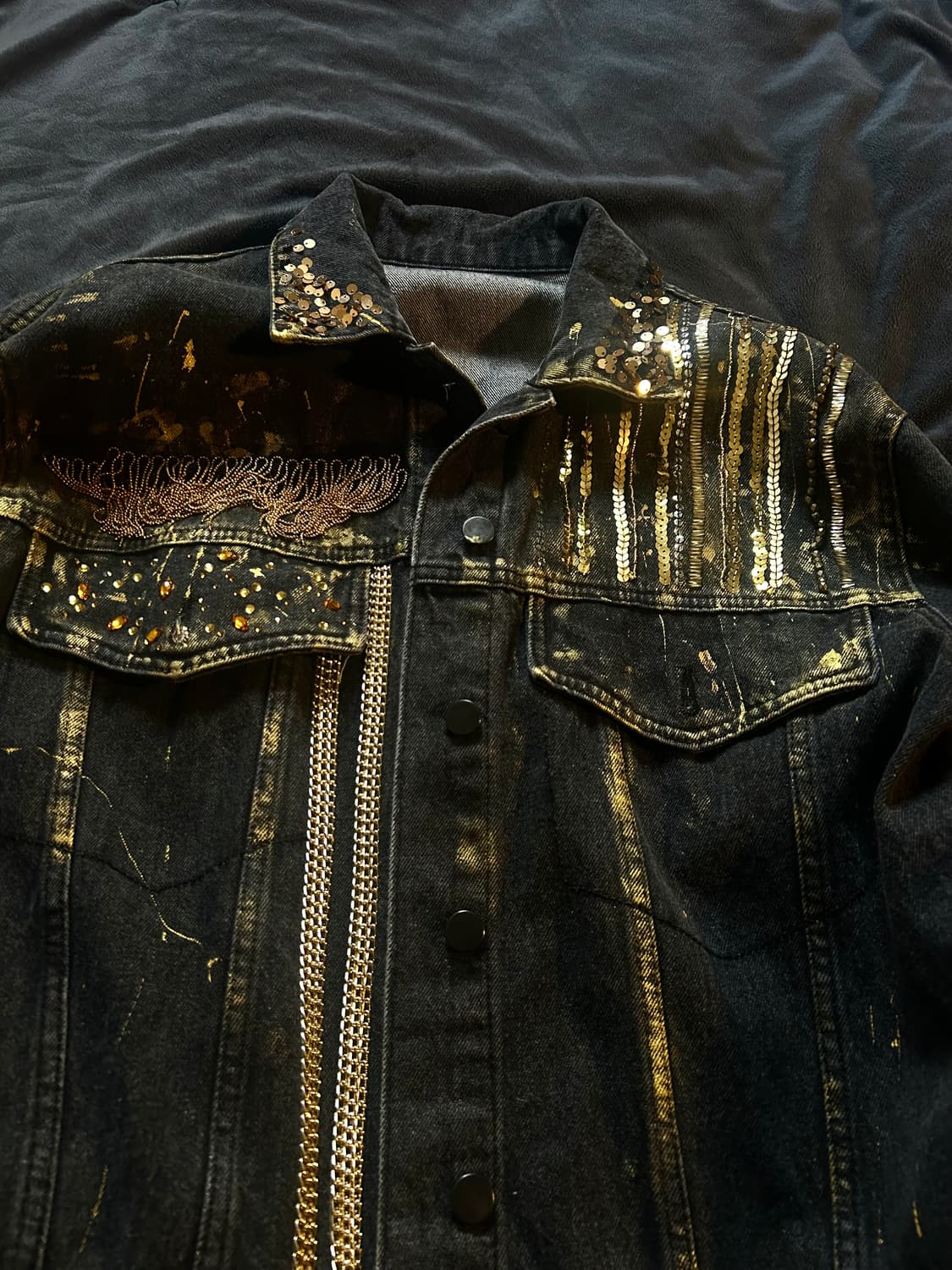 Beaded Eyelet Detail Trucker Denim 상품이미지6