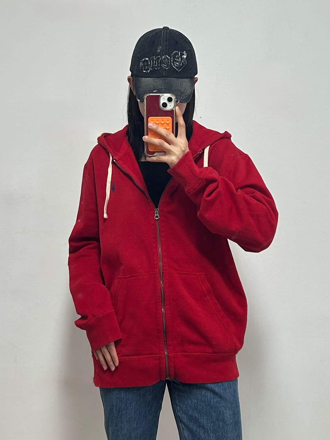 폴로 랄프로렌 신형QR 포니로고 써멀 후드집업 레드 상품이미지1