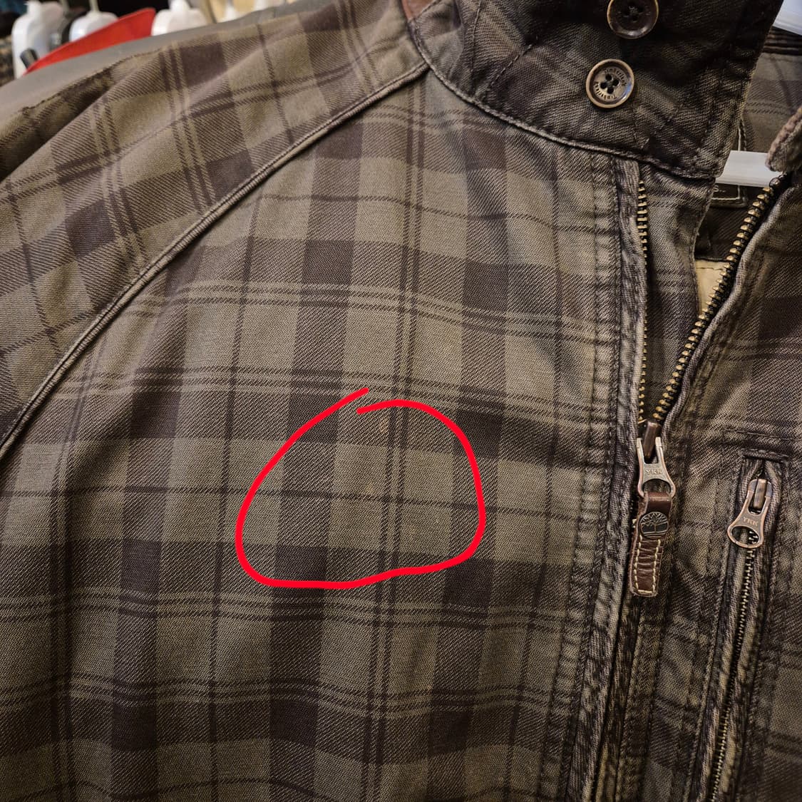 M 팀버랜드 카키브라운 면 체크 블루종자켓  상품이미지9