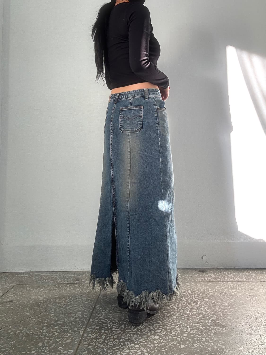 데님 롱 스커트 상품이미지4