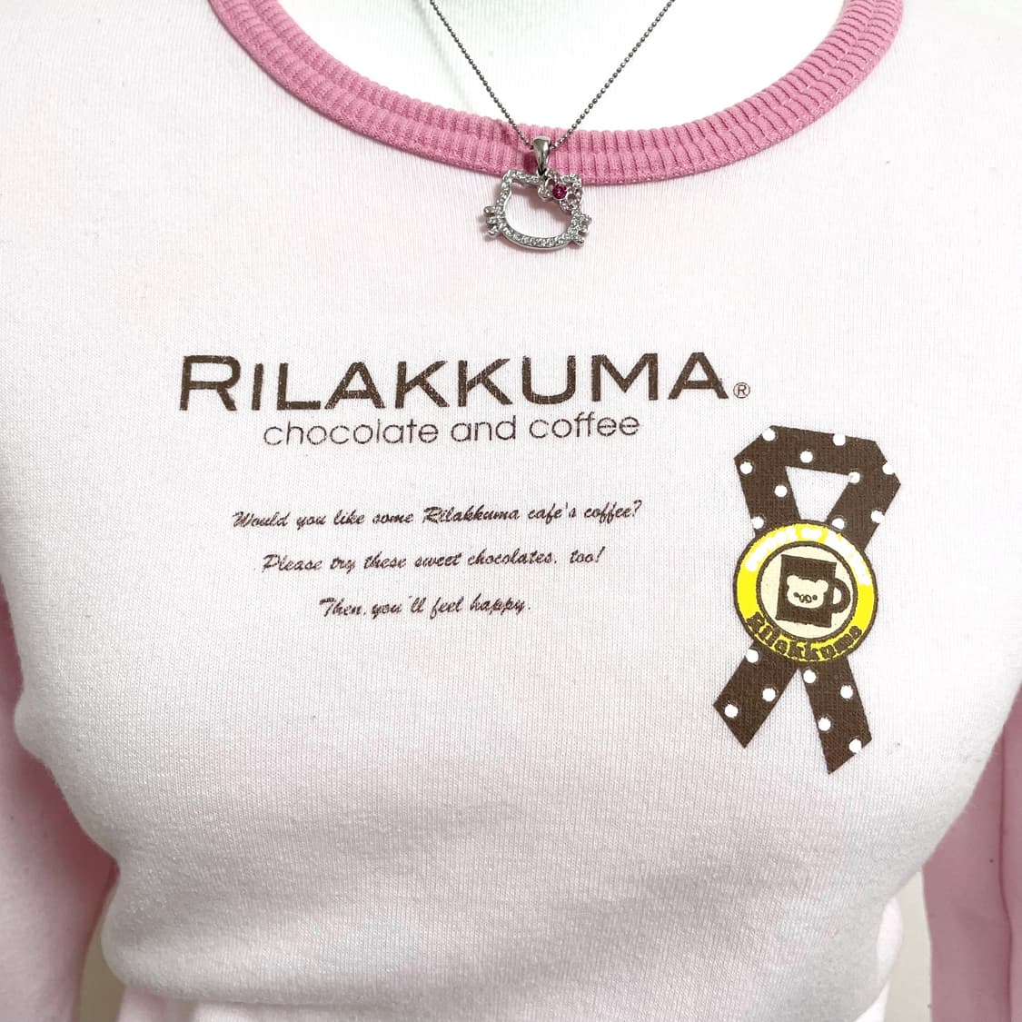 Rilakkuma 고전 리락쿠마 핑크 롱슬리브 리락쿠마티셔츠 코리락쿠마 상품이미지3