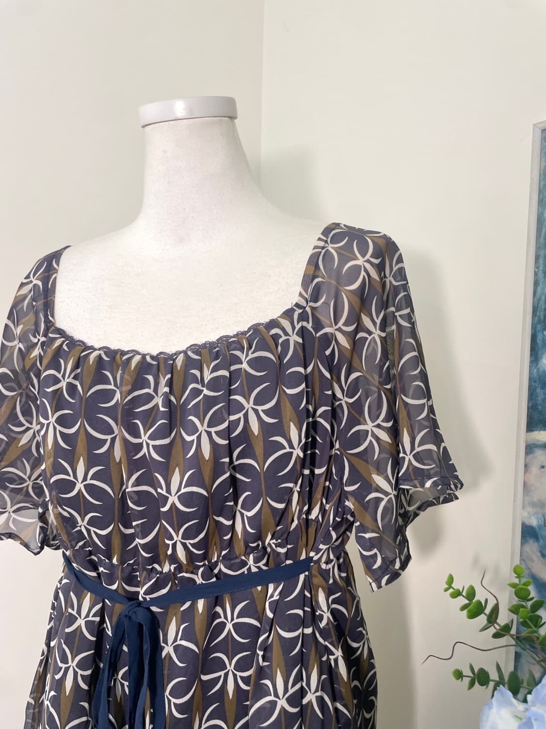 navy oriental mood bow midi opc(size-LL) 상품이미지6