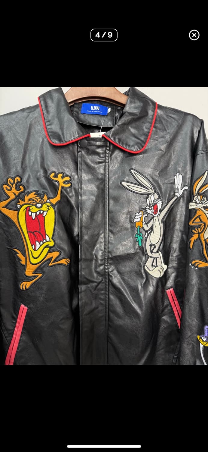 빈티지 루니툰즈 카툰 로고 레더 자켓 A3556 상품이미지3