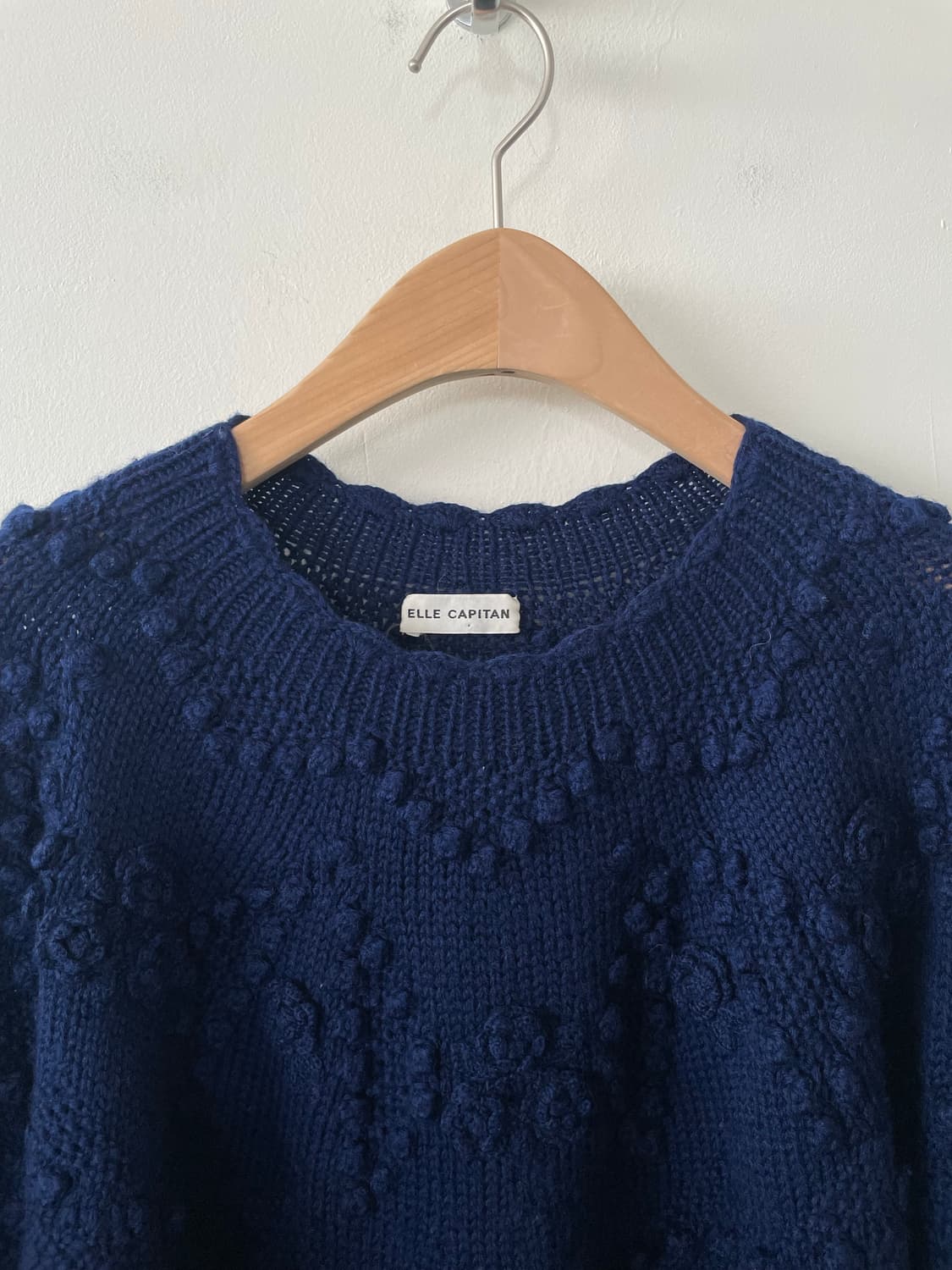 vintage blue pompom scalloped wool knit 상품이미지3