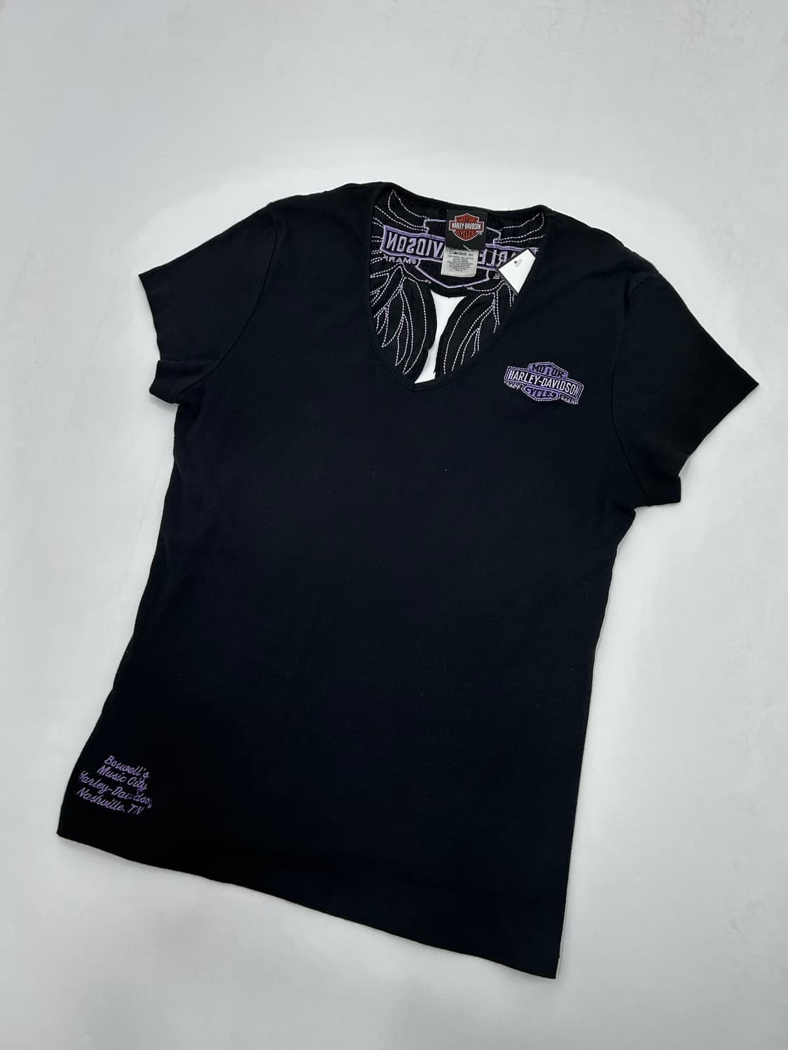 할리데이비슨 자수 브이넥 반팔티 상품이미지2