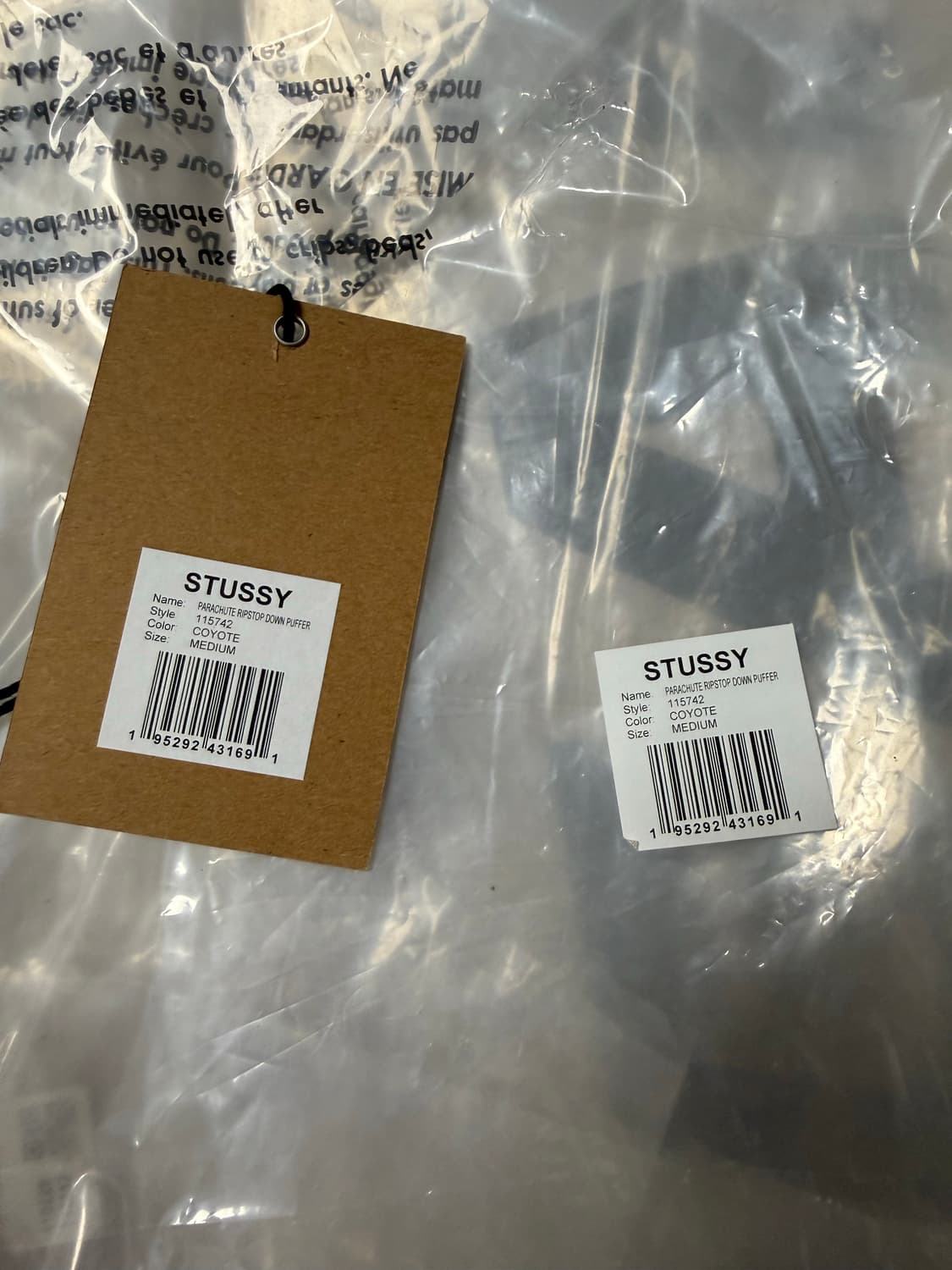 스투시 다운 퍼퍼 파라슈트 립스탑 코요테 M 상품이미지6