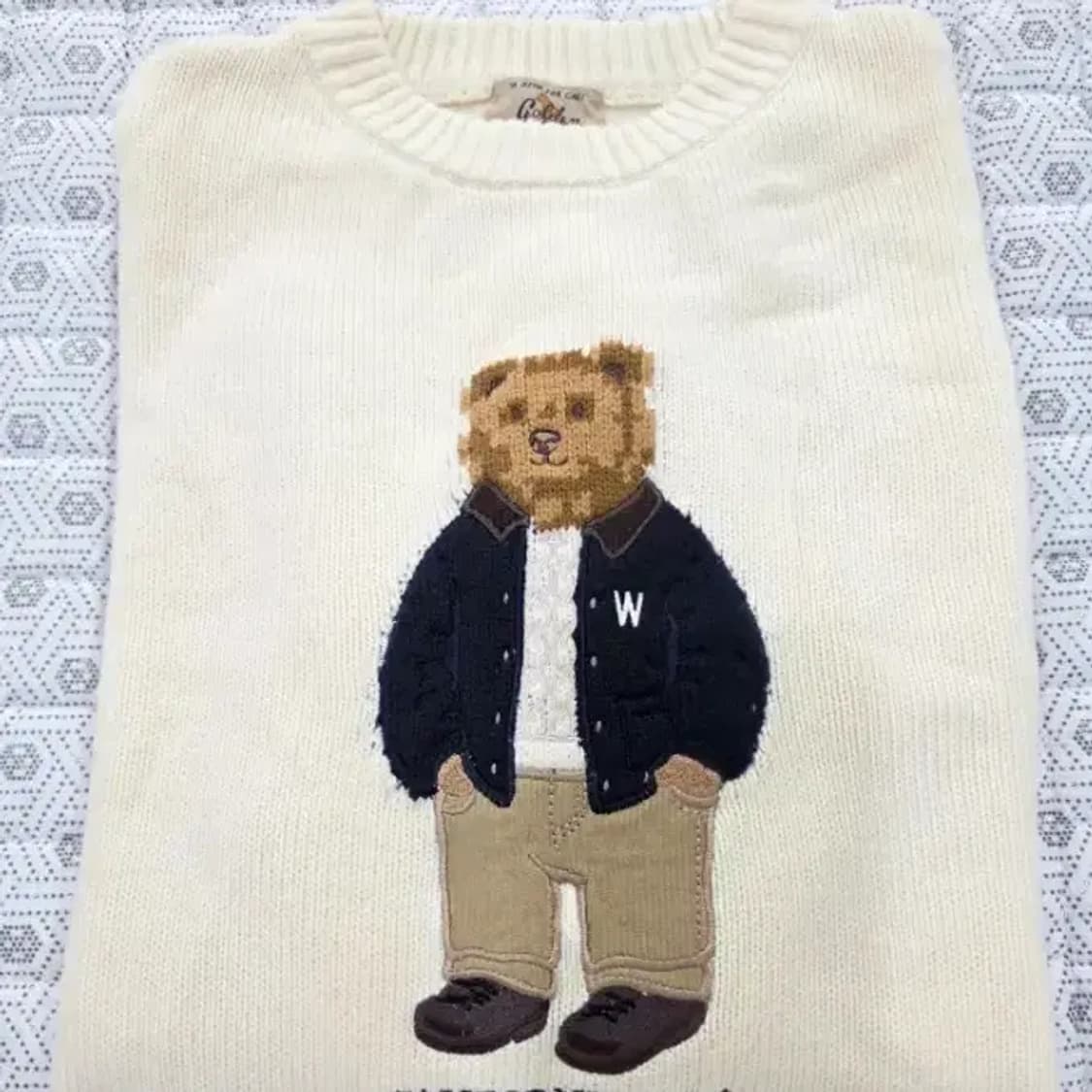 골든베어 곰돌이 오버핏 니트 아이보리 95 상품이미지3