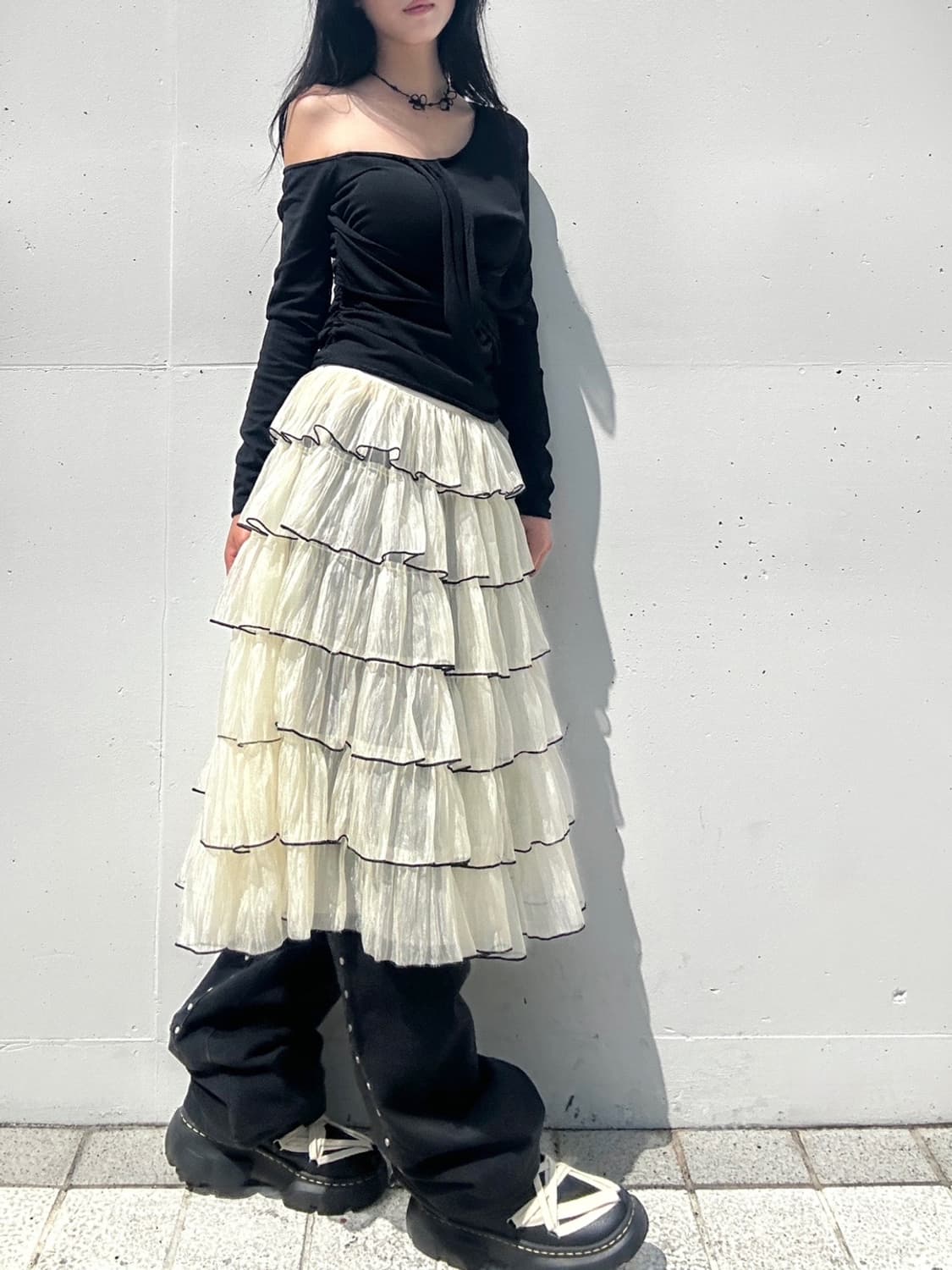 Entwin shoulder knit / black 상품이미지3