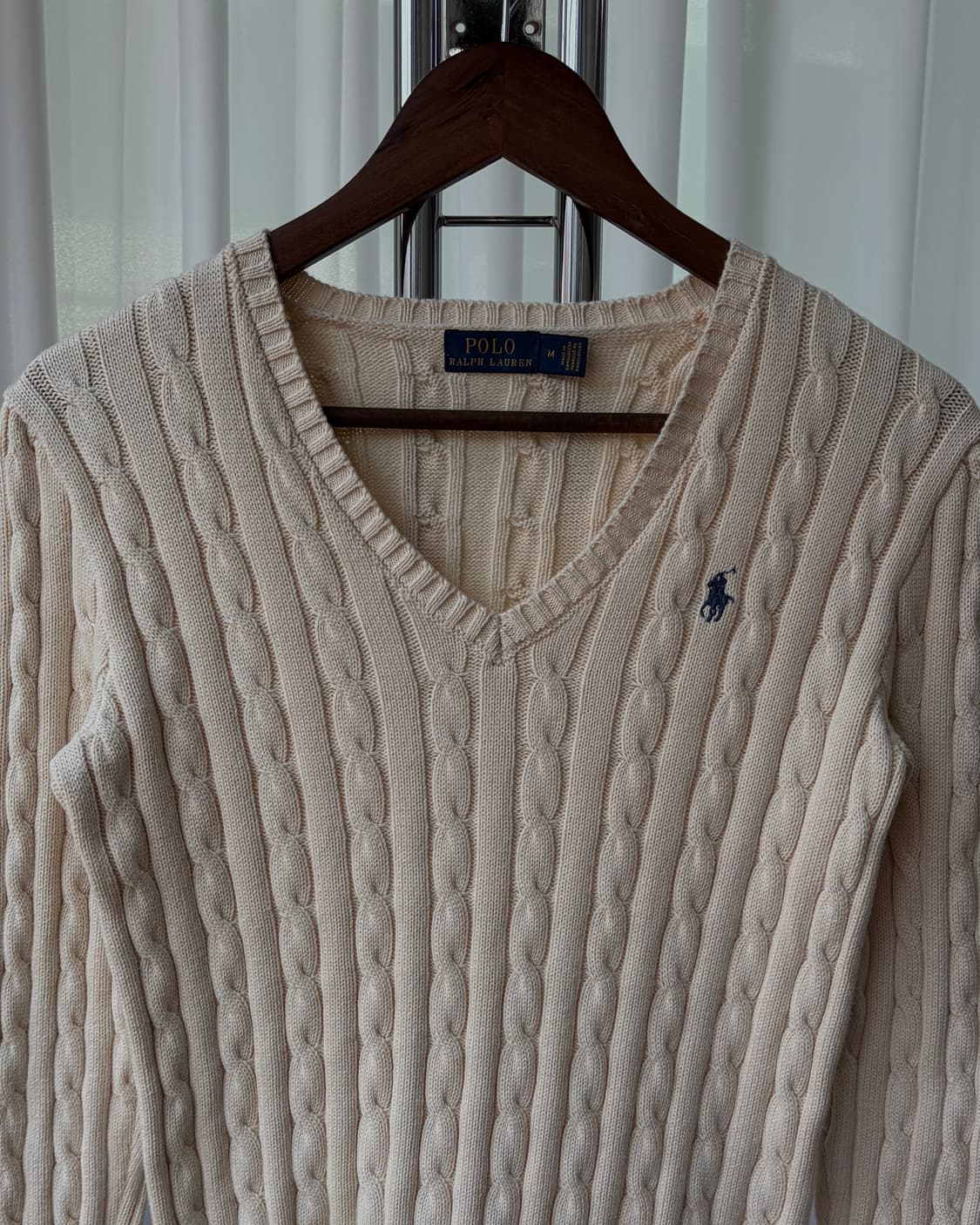 [S-M]폴로 랄프로렌 꽈배기 케이블 브이넥 코튼 니트 상품이미지4