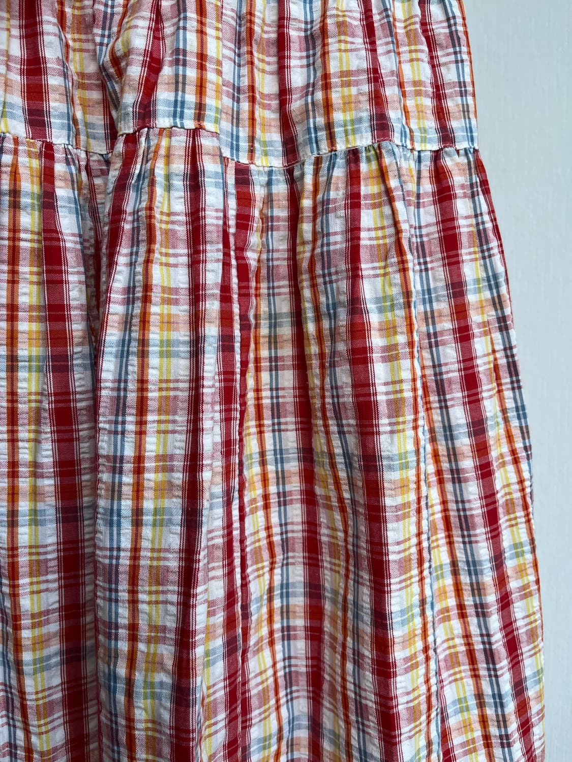 레드 체크 프릴 롱 스커트 상품이미지4