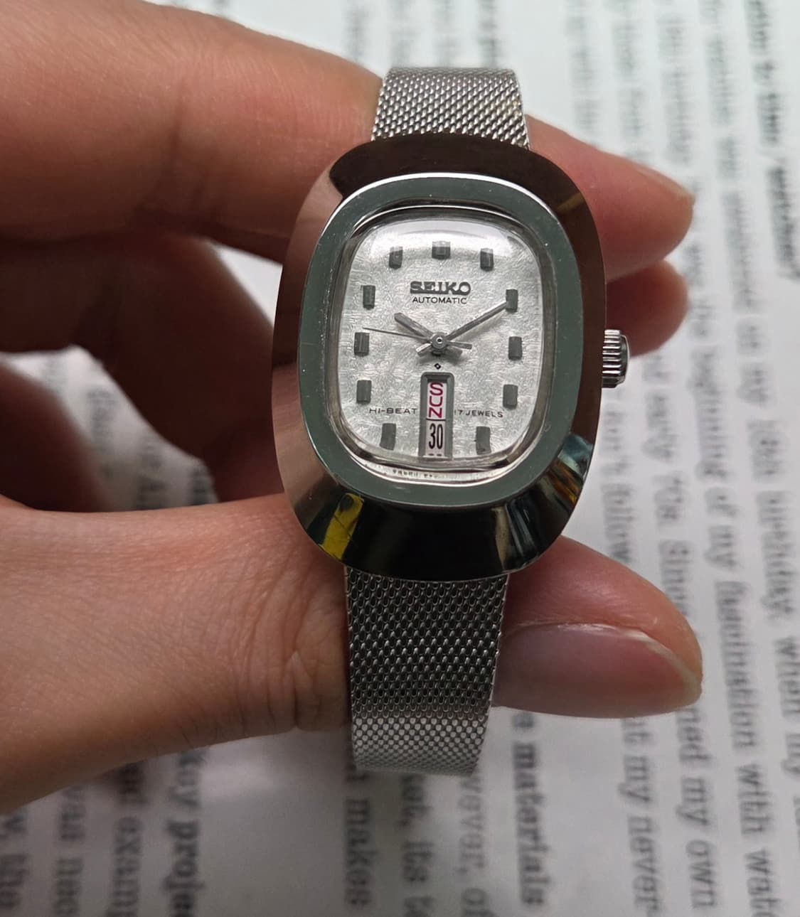 레어] 빈티지 세이코 하이비트 화이트 눈송이판 여성용 브레이슬릿 ver. 상품이미지4