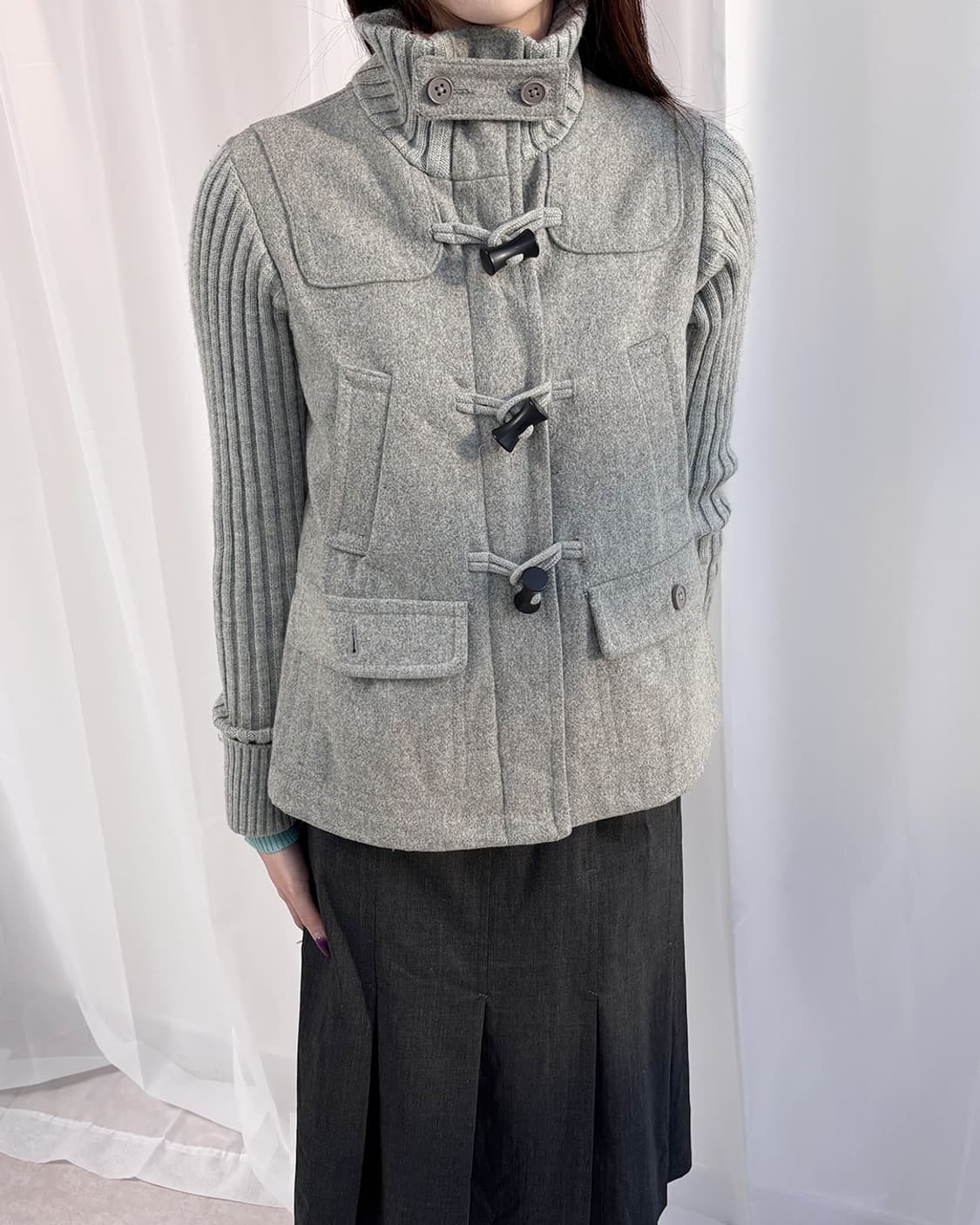 GAP knit mixed toggle high neck 하프 코트 상품이미지5