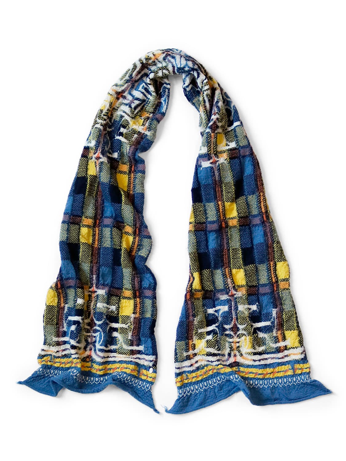 KAPITAL 울 타탄 아이누 HAPPY 머플러 블루 상품이미지3