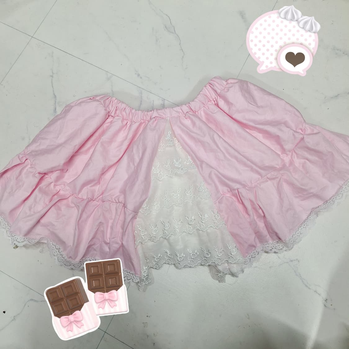슈슈 핑크 히메갸루 스커트 러블리 히메카지 갸루 로걀 상품이미지2