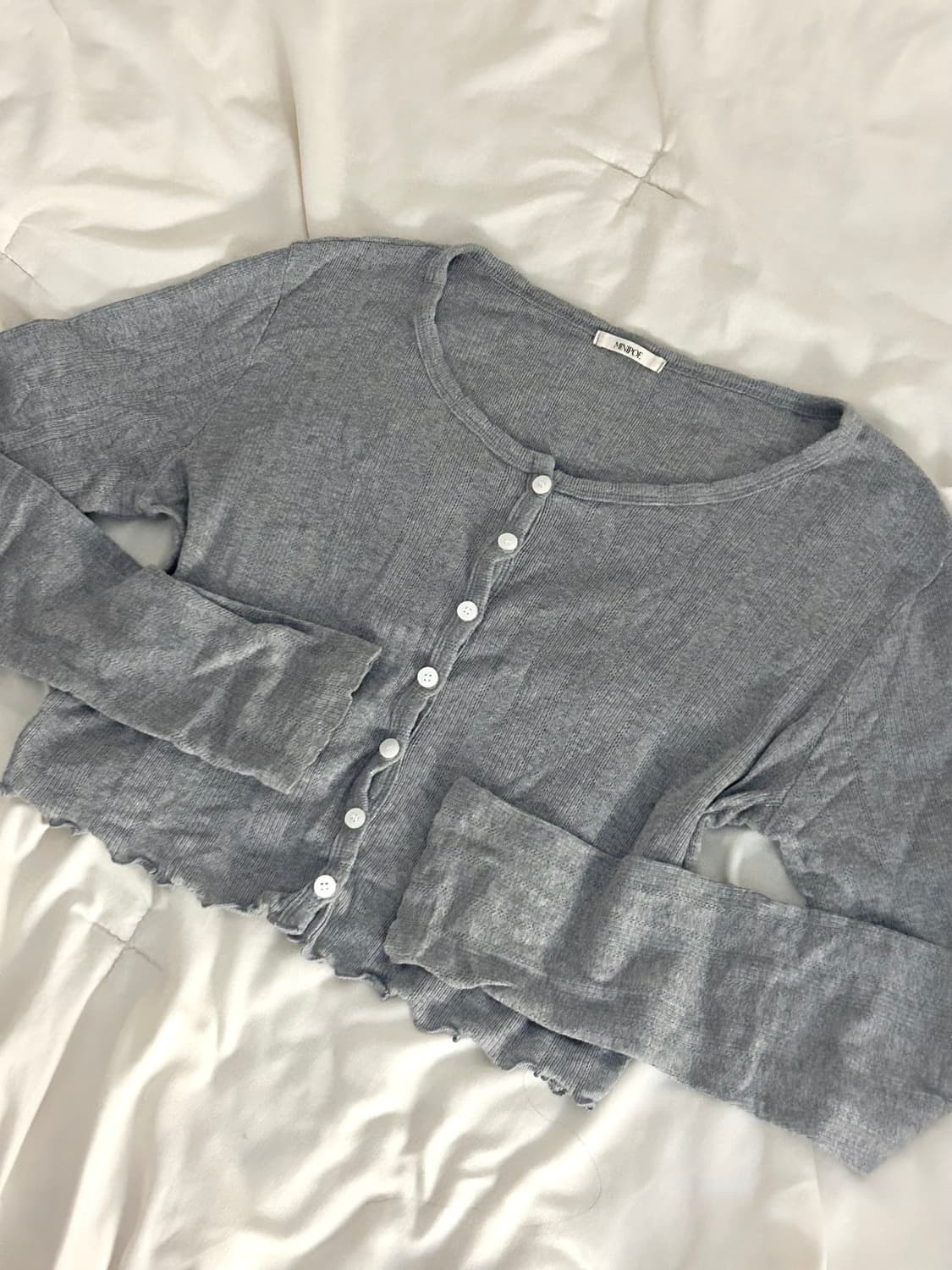 미니포에 헤이브 그레이 가디건 펀칭 모리걸 상품이미지5