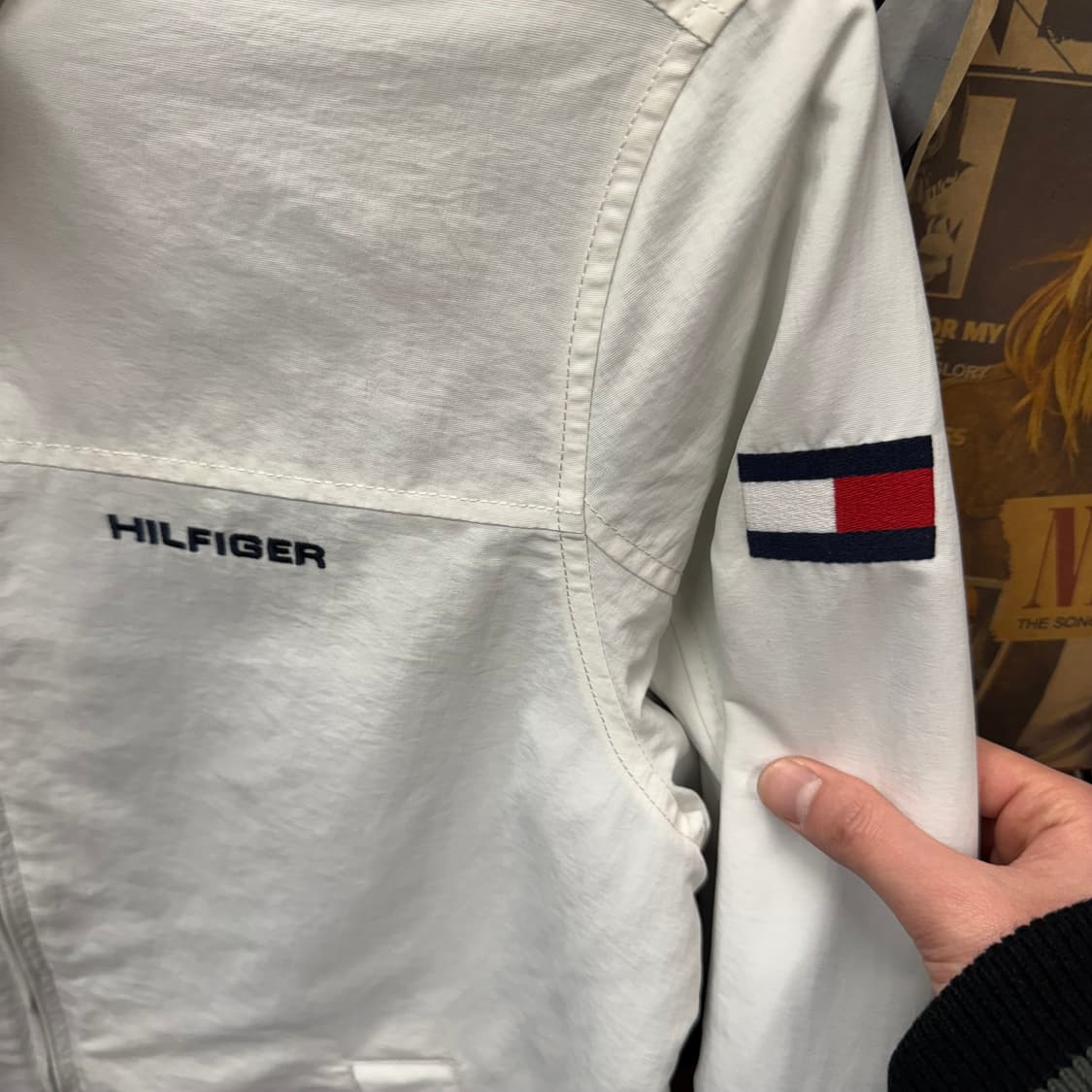 타미힐피거 코튼 캔버스 하이넥 집업 자켓 전면 로고 포인트 화이트 상품이미지5