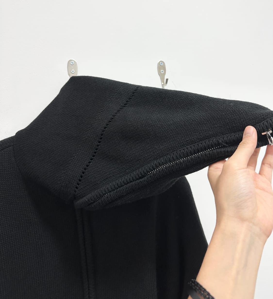 Distressed cut line 2 way full zip hoodi 상품이미지10
