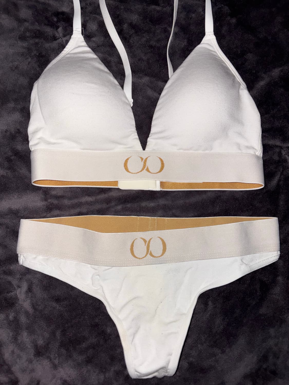 qise 바프용 섹시 고급 화이트 골드 뫼비우스 배색 깔롱 속옷 세트 상품이미지1