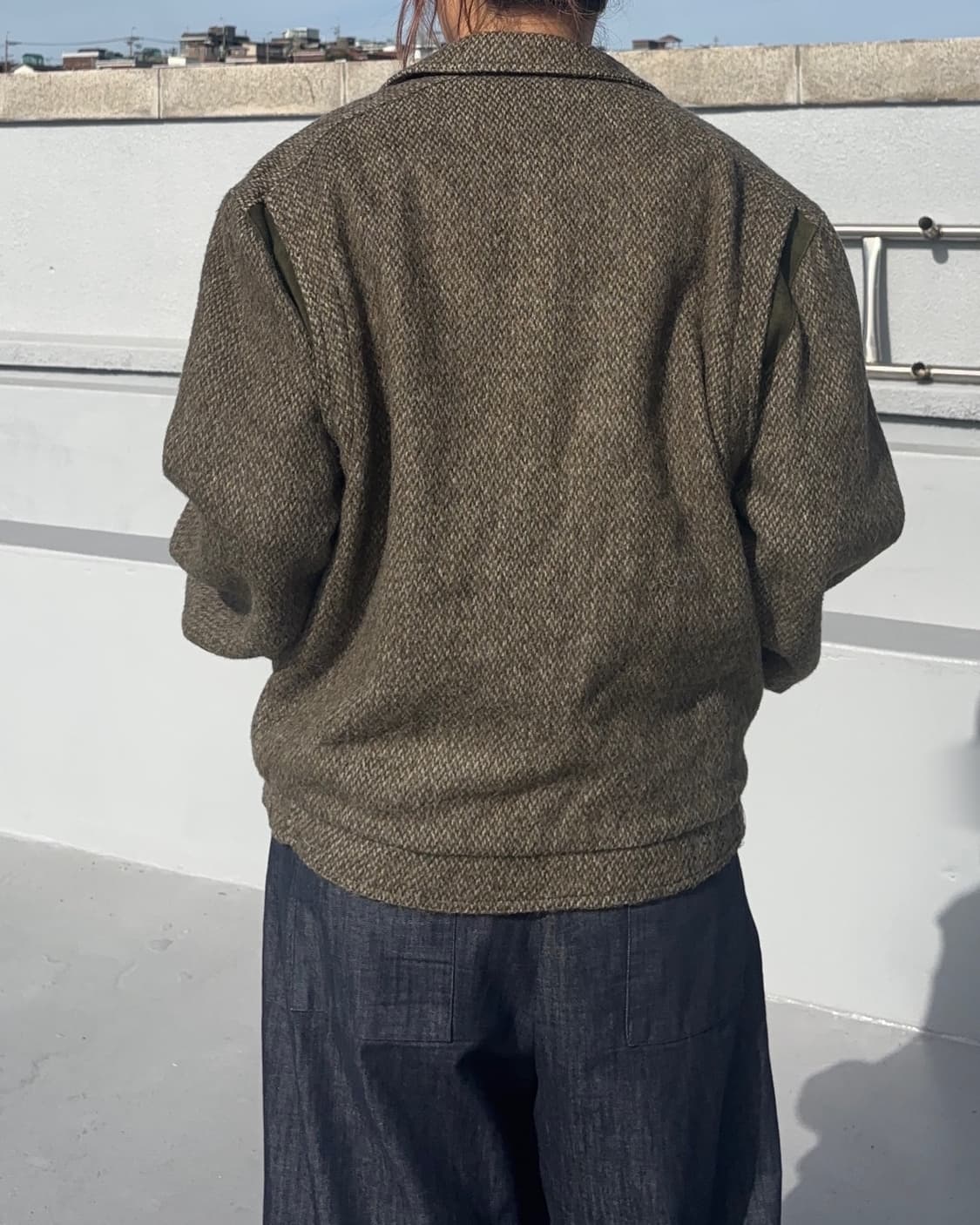 카키 울 스웨이드 믹스 블루종 코트 상품이미지9